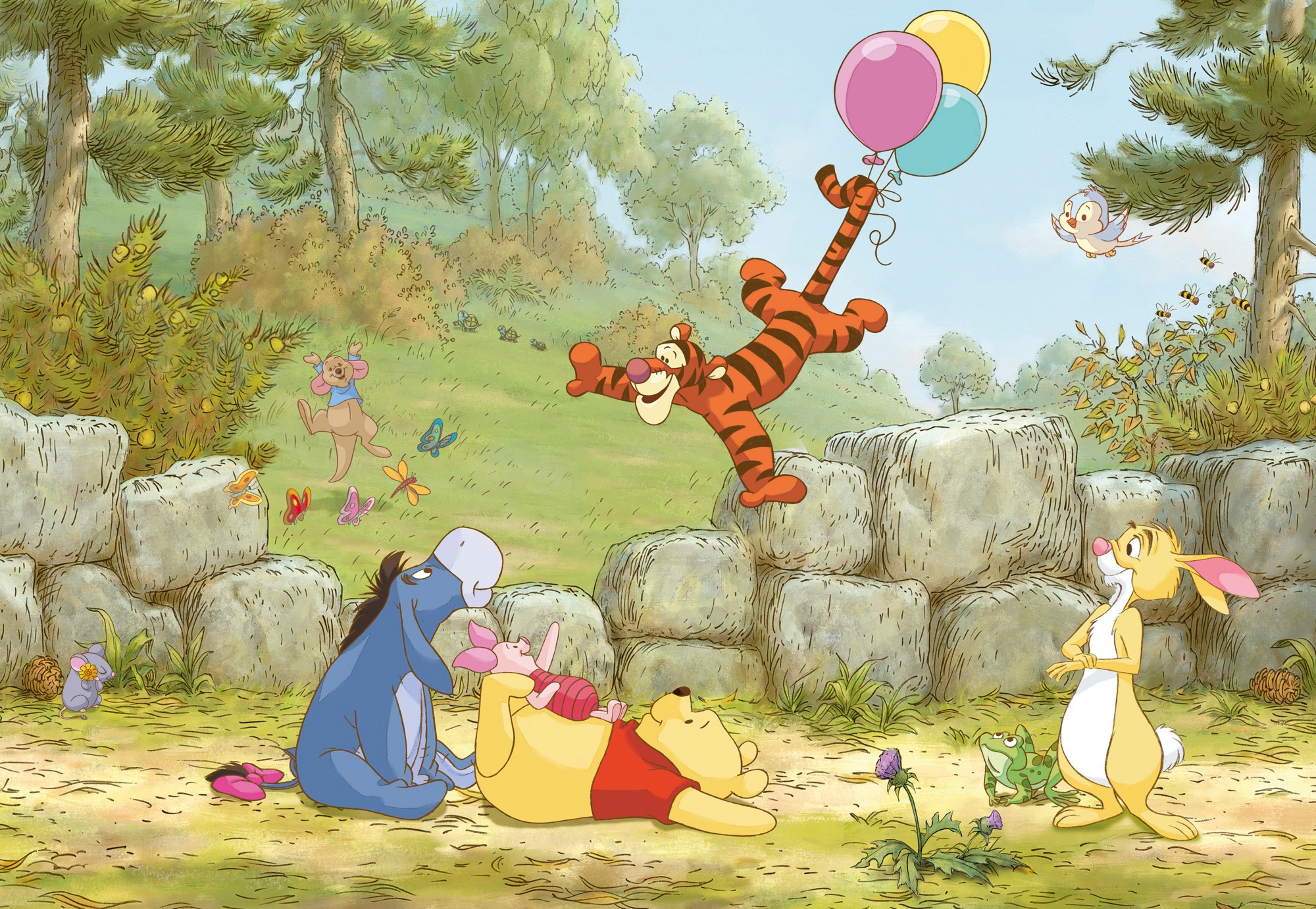 Image of Komar Fototapete "Winnie the Pooh Ballooning - Grösse 368 x 254 cm" bedruckt glatt Kinderzimmer