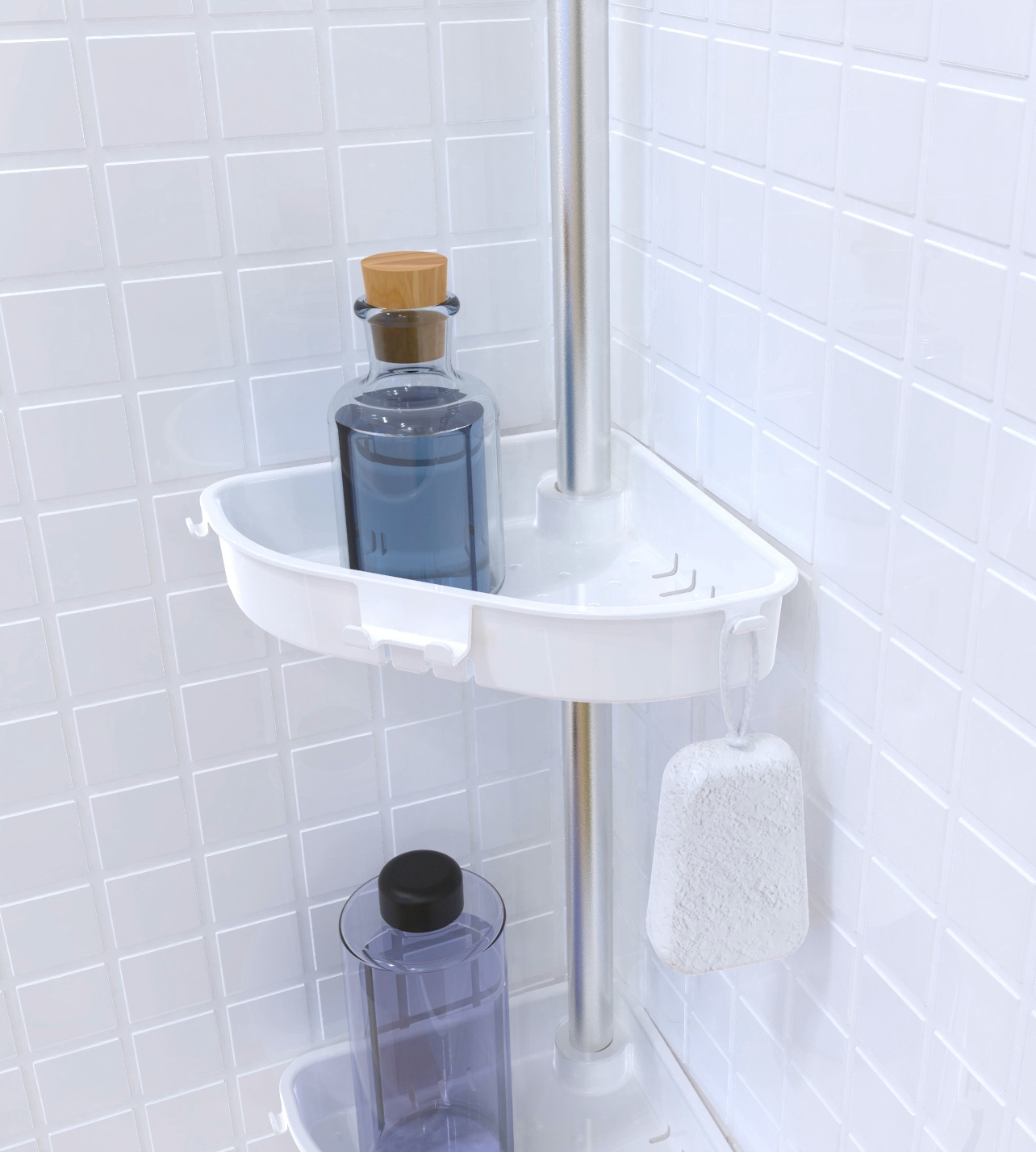 Bischof Etagère de douche »Coin« hauteur réglable en continu de 135 à 260 cm