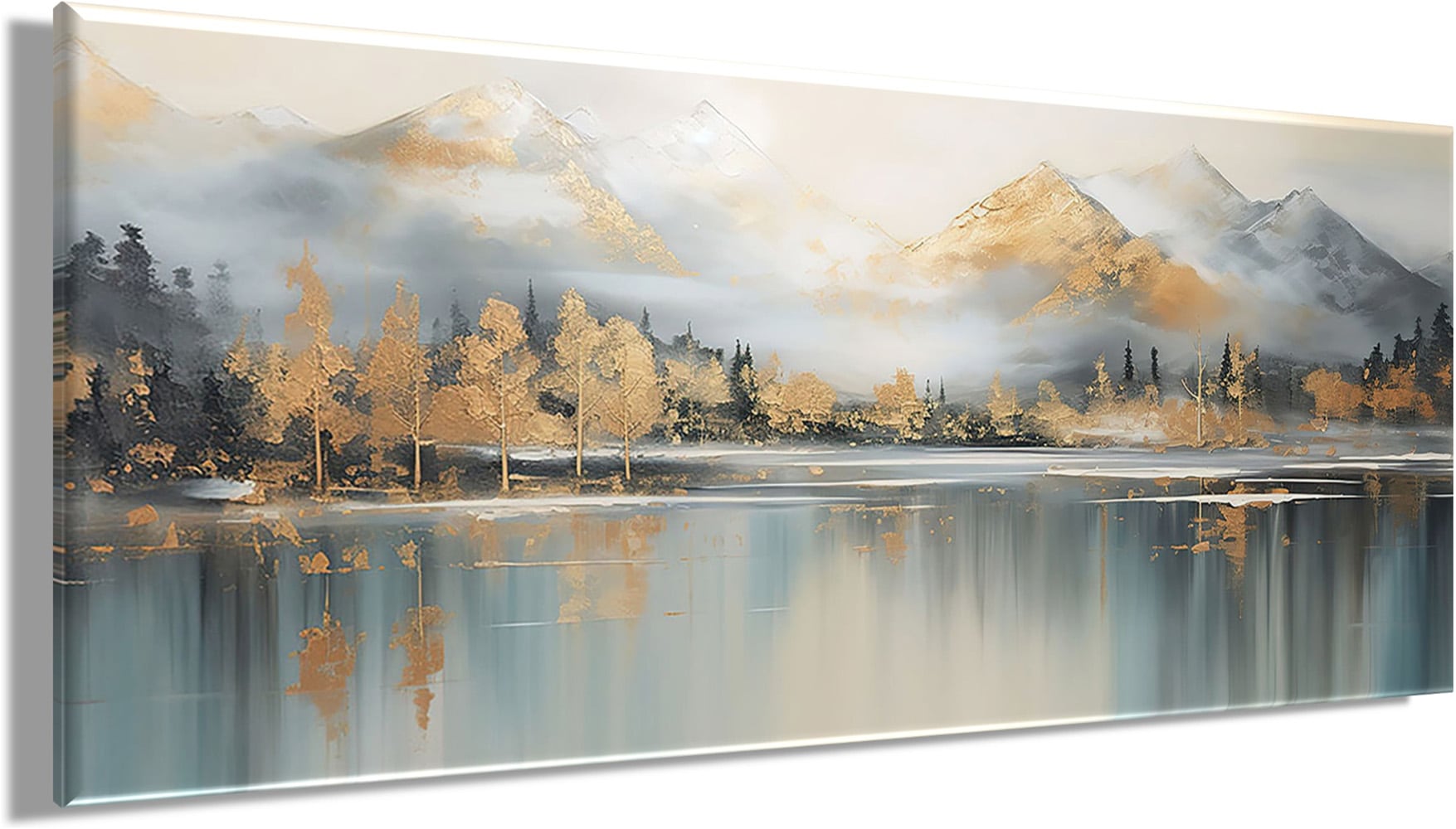 Bönninghoff Leinwandbild »Wandbild BERGE UND SEE XXL 60x140 cm – Leinwandbild Keilrahmen Deko« Abstrakt | Abstrakte | Berge | Landschaft | Natur | See | Seebilder | Waldbilder 1 Stk. tlg. auf Keilrahmen gespannt