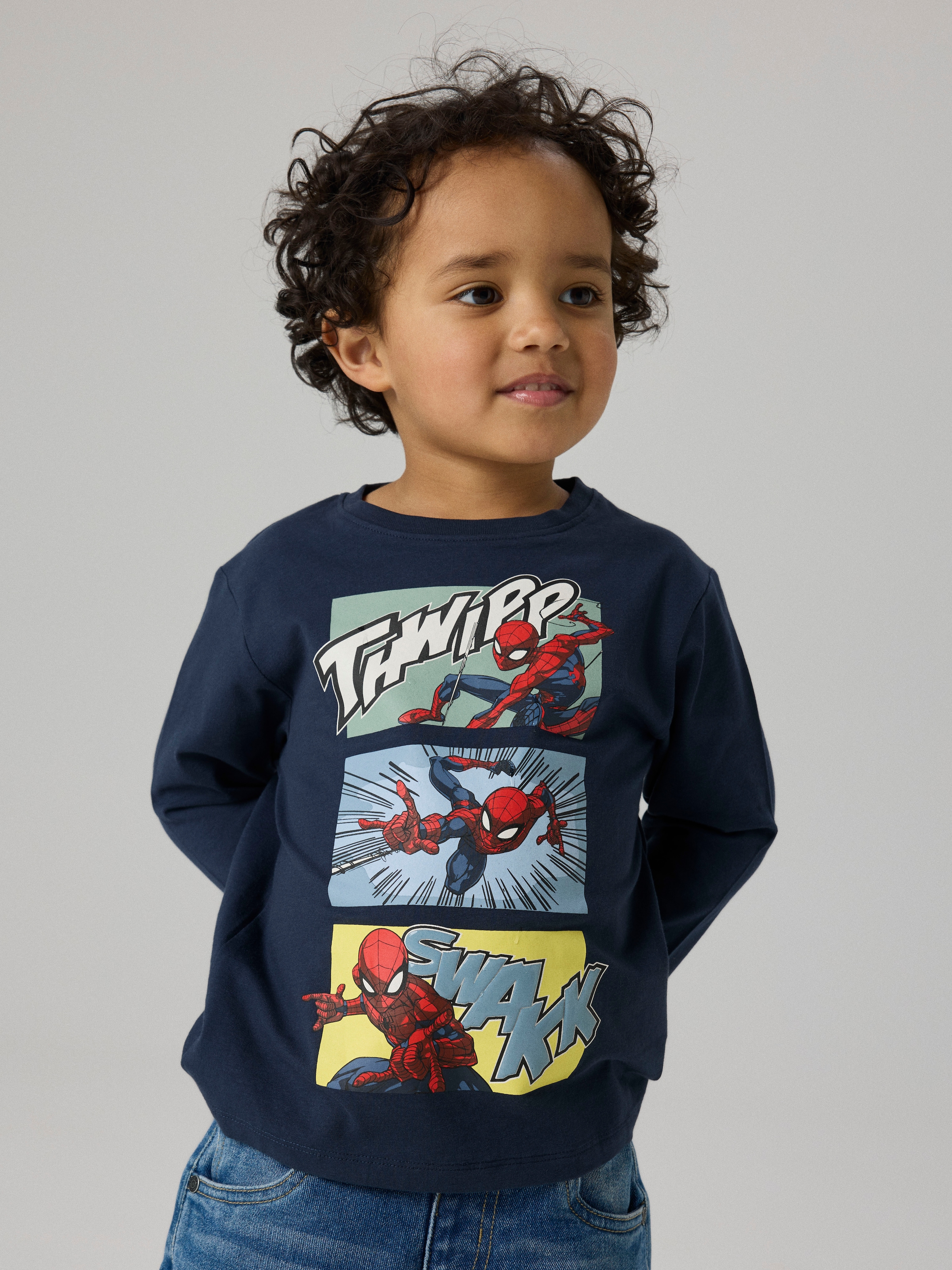 Image of Name It T-Shirt "NMMJARL SPIDER LS NREG TOP NOOS MAR" Baumwollmischung, regular fit
