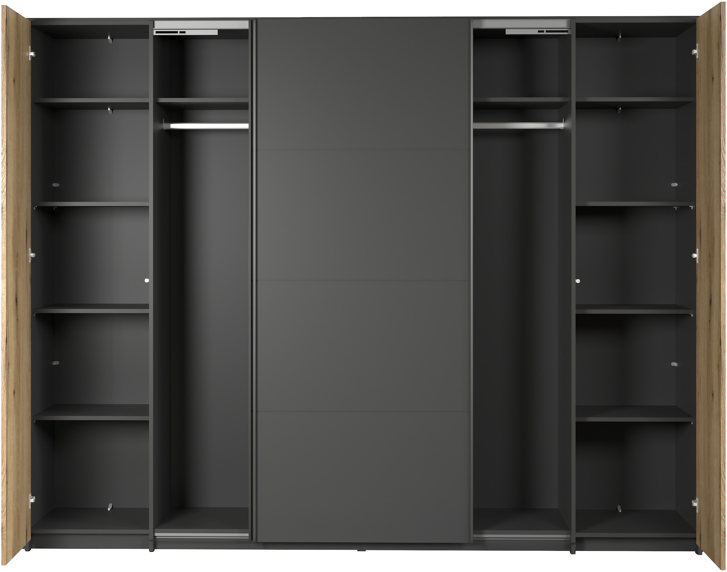 INOSIGN Schwebetürenschrank »Estepona« Kleiderschrank in Grau/Eiche wahlweise mit Passepartout/Einlegeböden