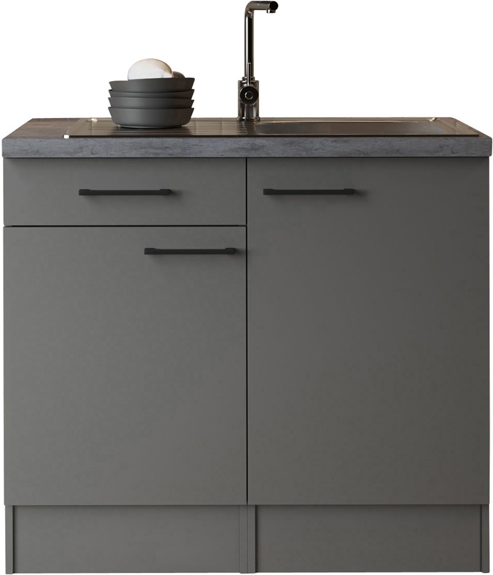 RESPEKTA Kitchenette »Oliver« démonté, avec évier en acier inoxydable, avec fonction soft-close, largeur 100 cm