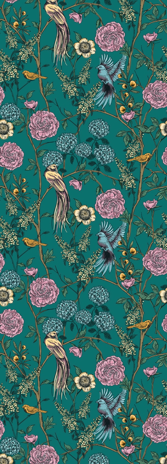 Image of queence Vinyltapete "Malena" Motiv bedruckt botanisch floral gemustert natürlich glatt 90x250cm, selbstklebend, kinderleichte Anbringung, Sticker