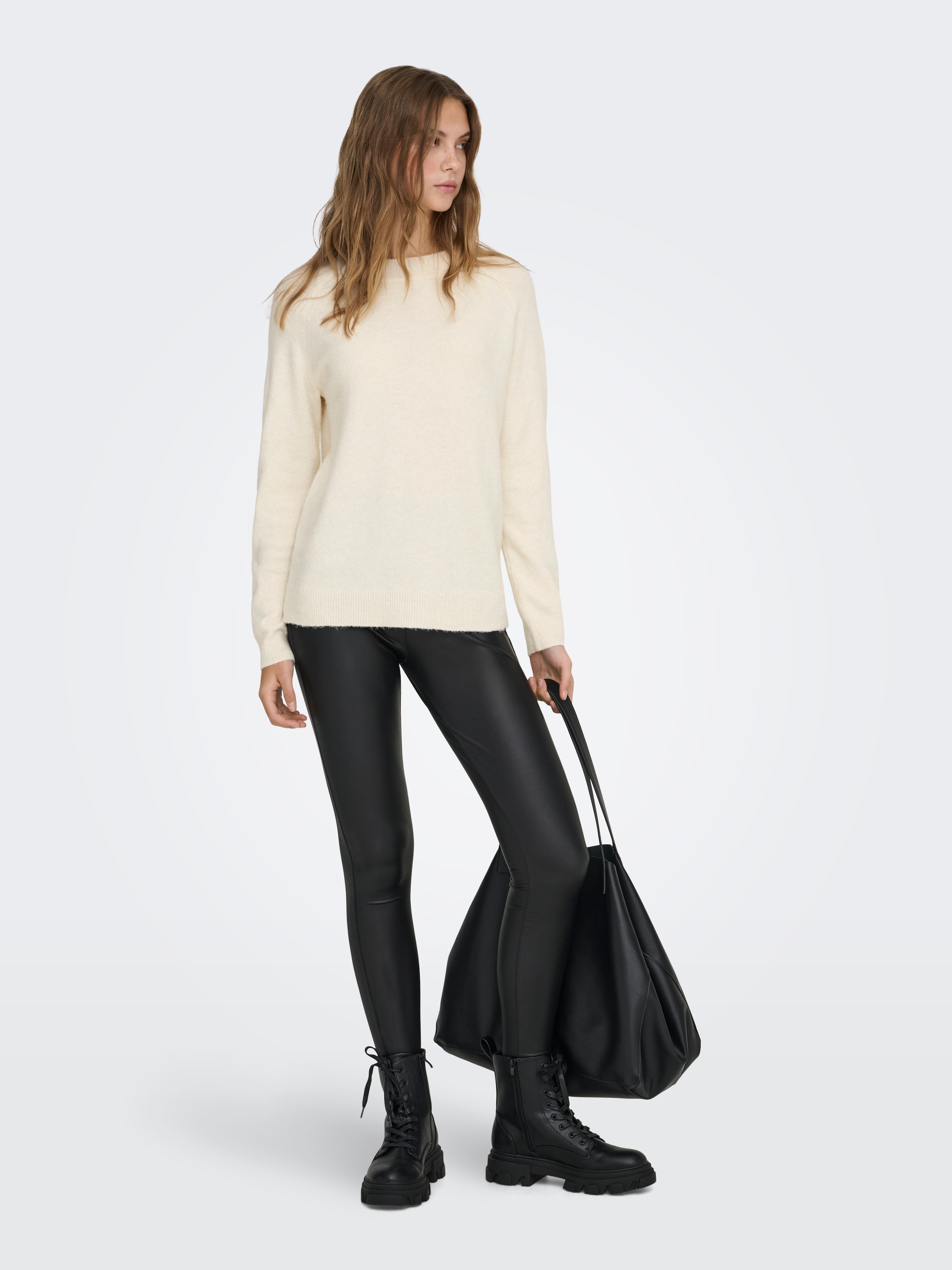 ONLY Rundhalspullover »ONLRICA LIFE L/S PULLOVER  KNT NOOS« Materialmix, regular fit