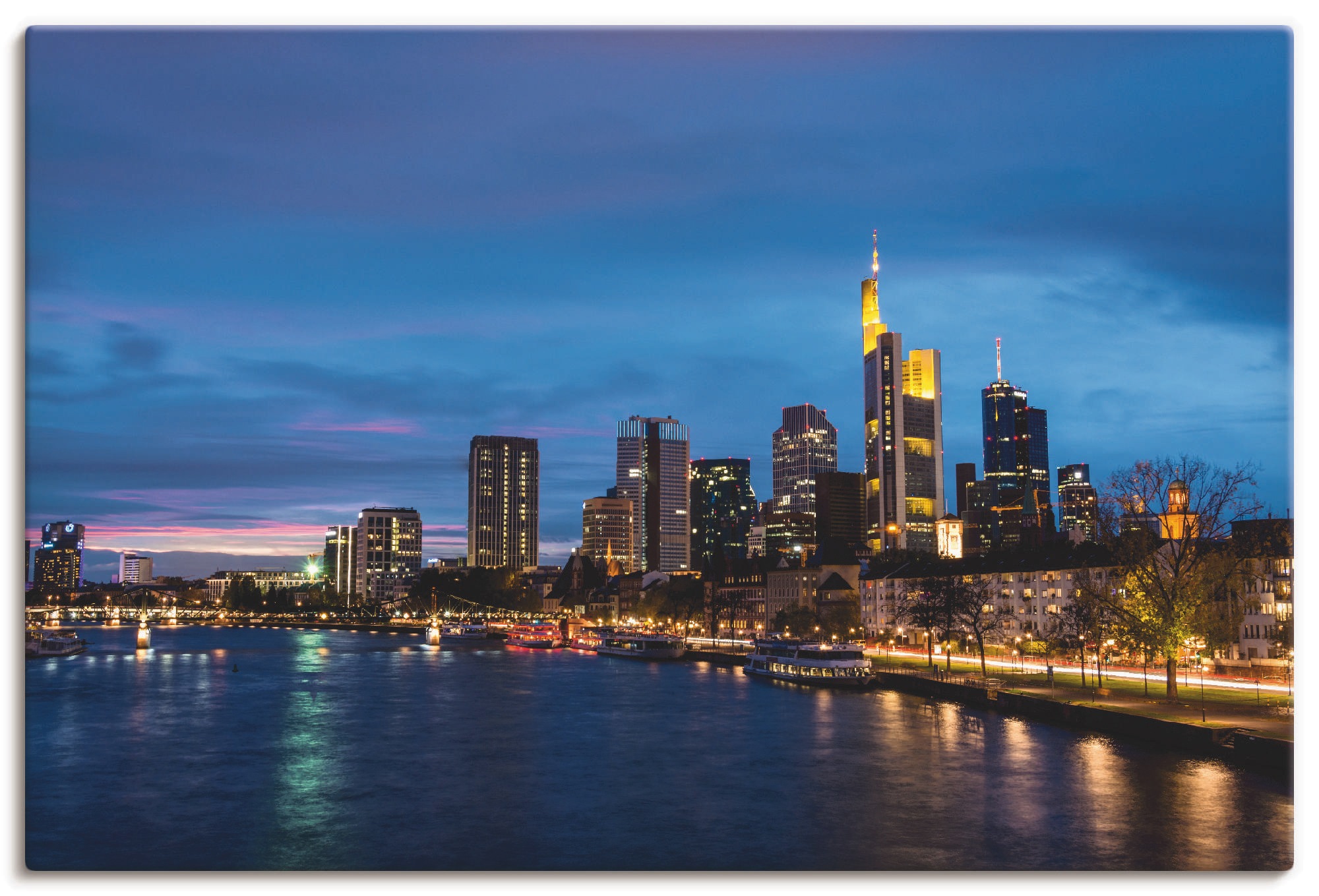 Image of Artland Wandbild »Frankfurt Skyline«, Deutschland, (1 St.), in vielen Grössen & Produktarten - Alubild / Outdoorbild für den Aussenbereich, Leinwandbild, Poster, Wandaufkleber / Wandtattoo auch für Badezimmer geeignet bei Ackermann Versand Schweiz