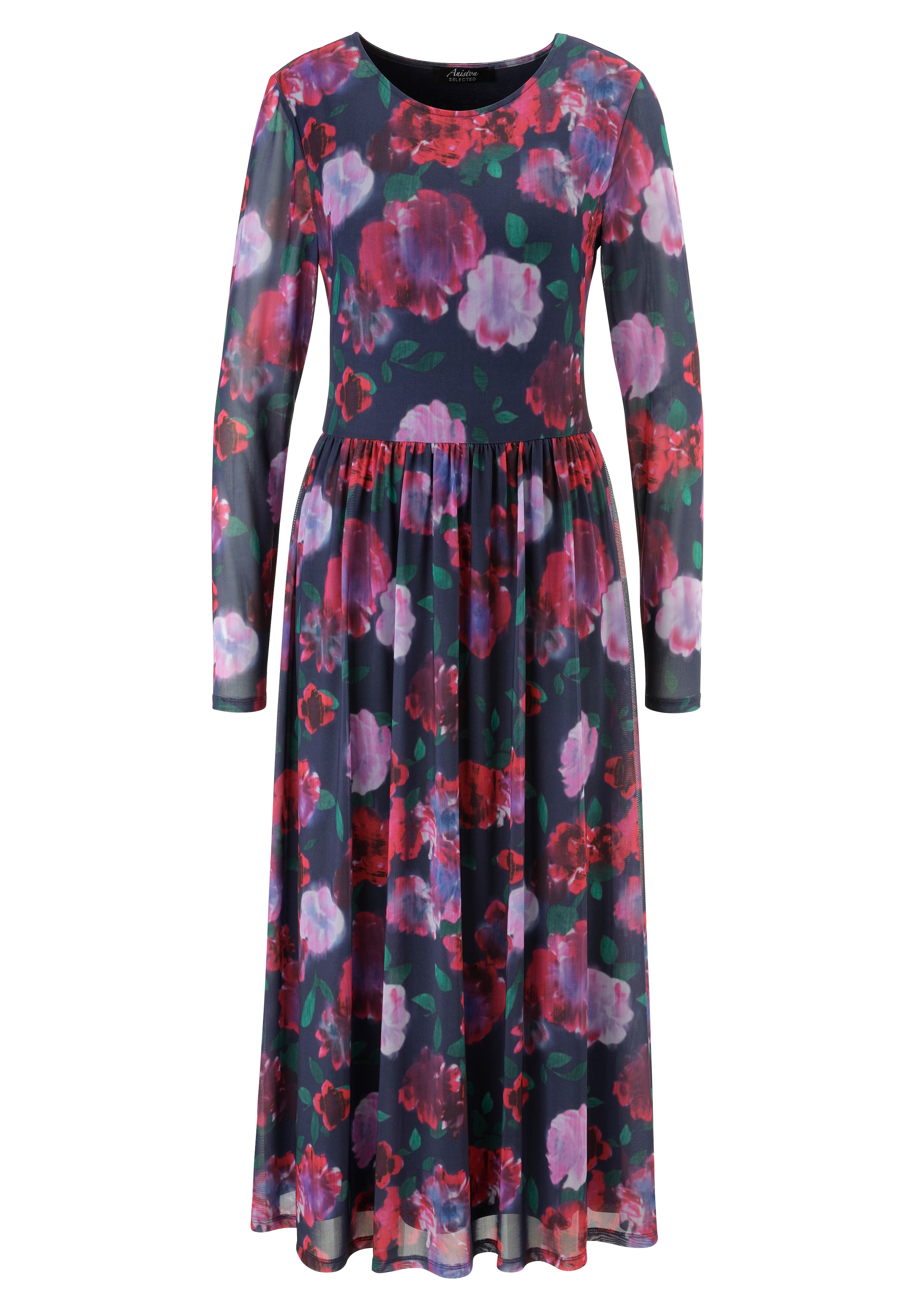 Aniston SELECTED Robe midi in Mesh-Qualität und floralem Batik-Musterung - NEUE KOLLEKTION