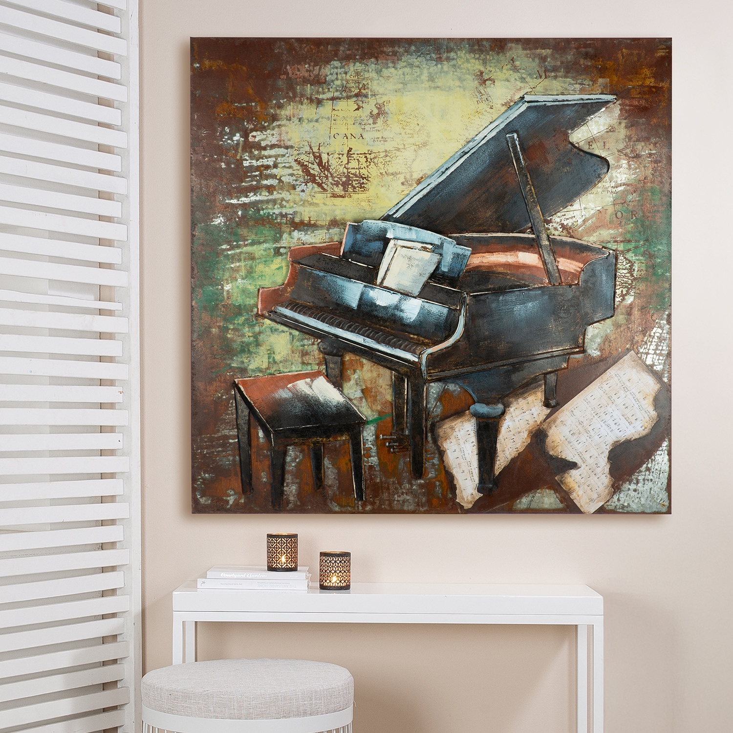 Image of Casablanca by Gilde Metallbild "Bild quadratisch Grand Piano schwarz H. 100 cm" 1 Stk. tlg.