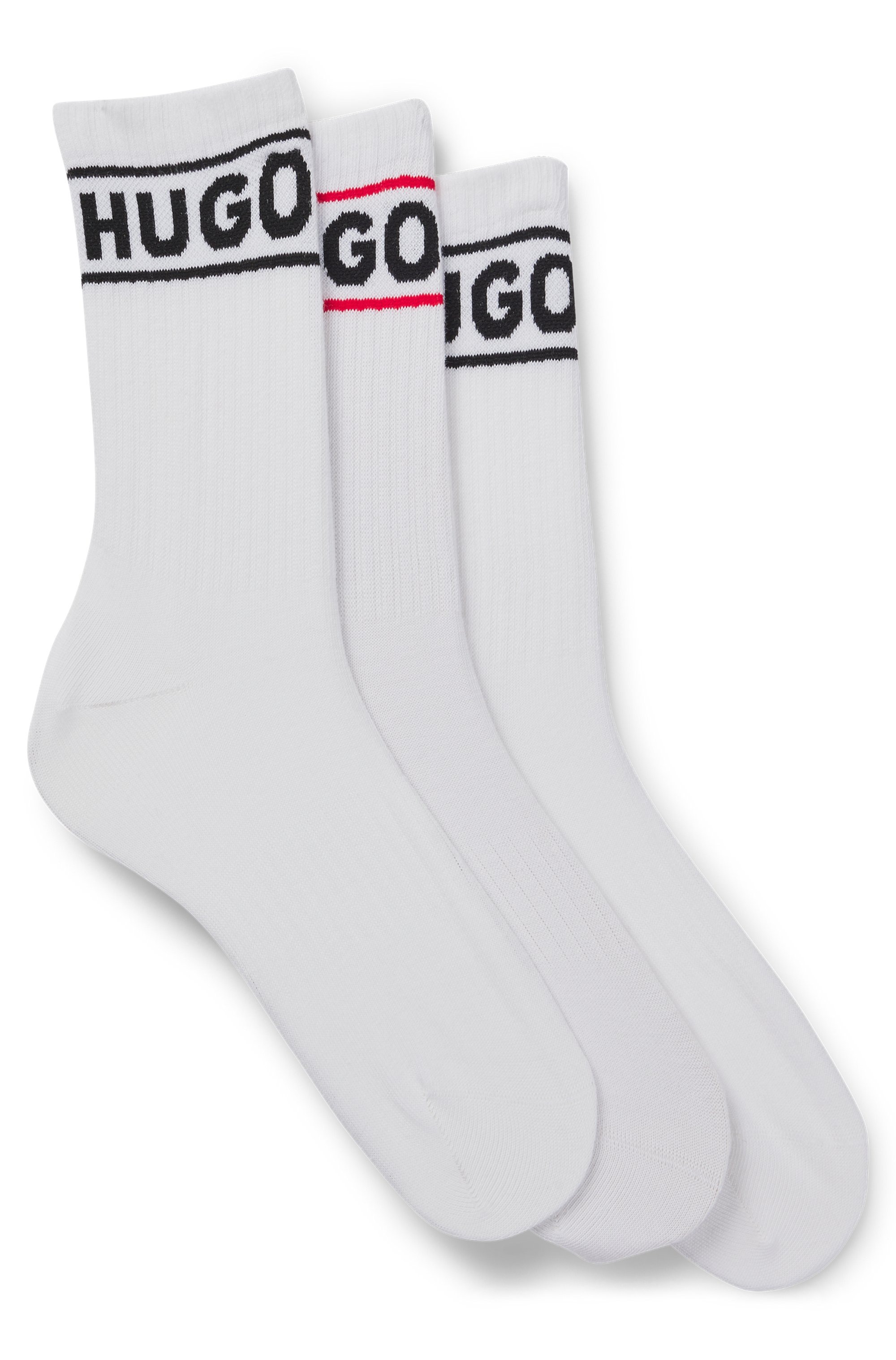 Image of HUGO Underwear Freizeitsocken "3P QSRIB SPORTY CC W" Packung, 3er, 3 Stk. tlg. mit kontrastfarbenem Logodetail