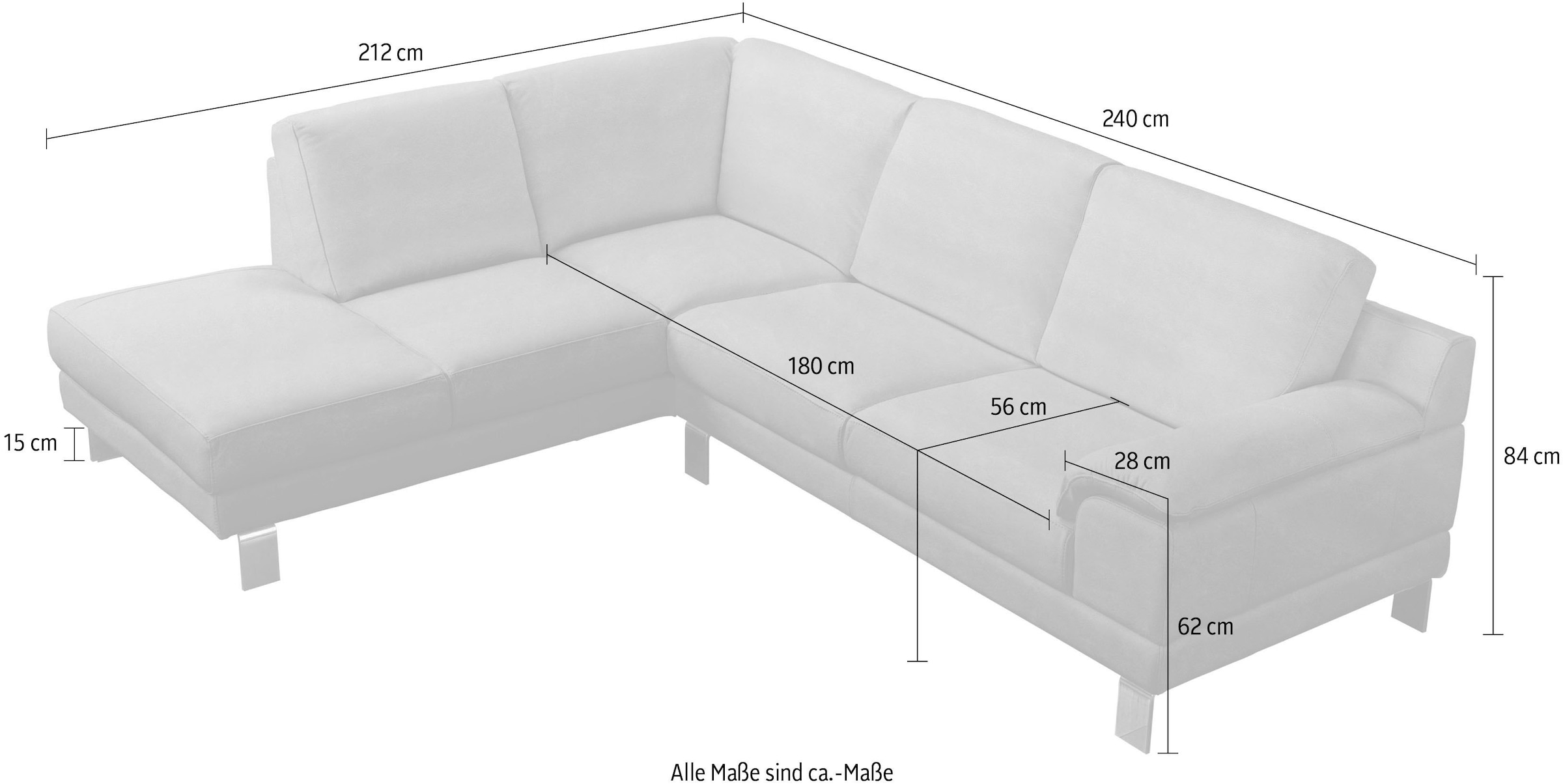 Egoitaliano Ecksofa »Shakira, Design und Sitzkomfort auf hohem Niveau, tolle Details«, mit Ottomane, L-Form, elegante Metallfüsse