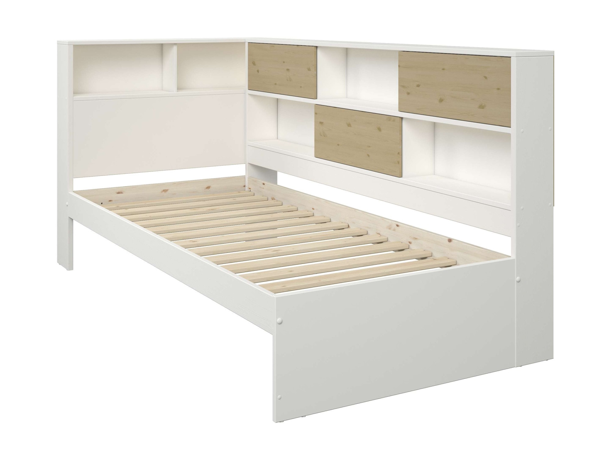 Home affaire Stauraumbett »Amance, Massivholz mit MDF, viel Stauraum, ideal für kleine Räume«, (Aussenmasse B/T/H: 110,2/220,1/106,9 cm), FSC® zertifiziert, inklusive Lattenrost, Made in EU