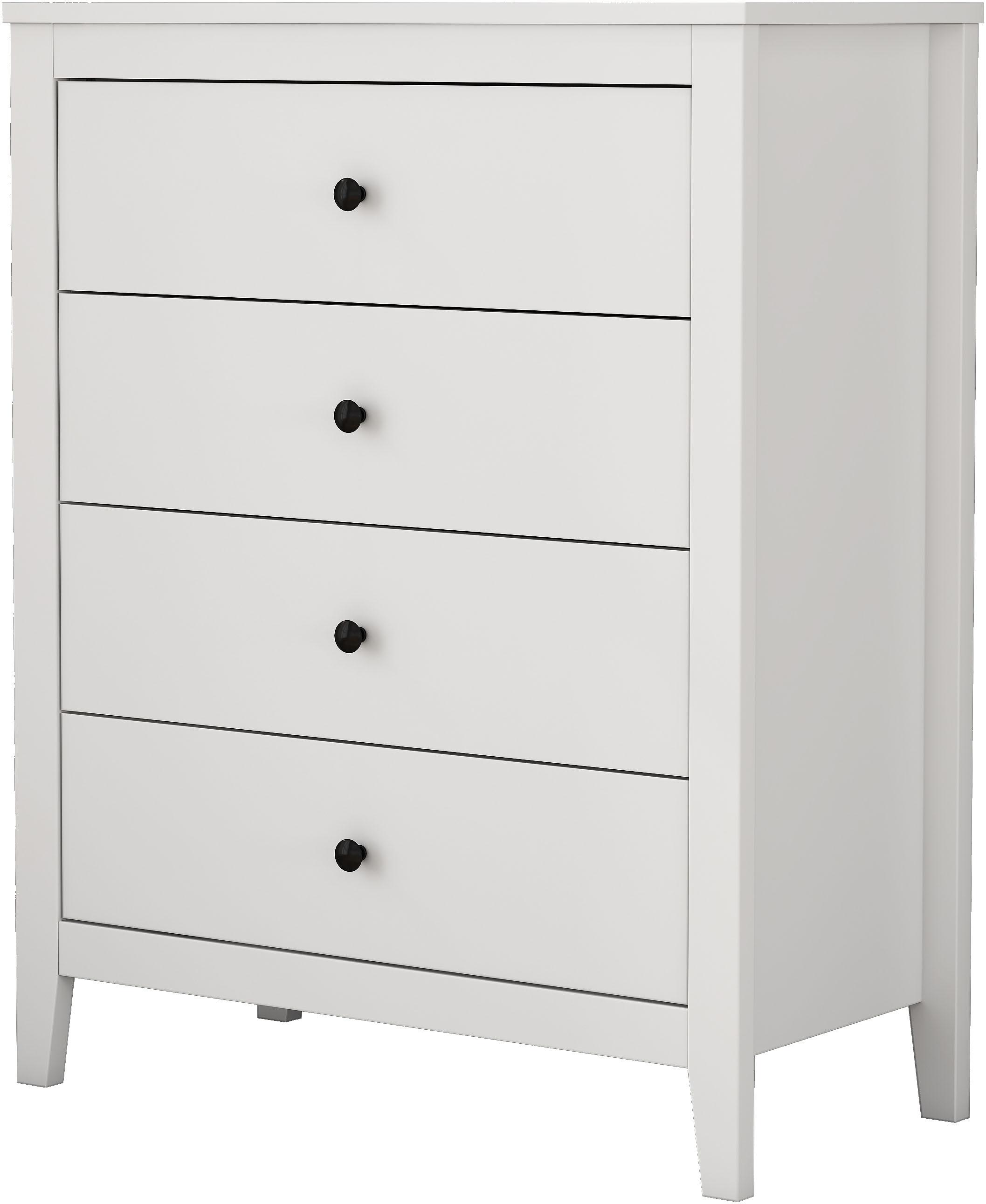 GOODproduct Commode à tiroirs »Borkum Sideboard mit 4 Schubladen Bestseller Landhaus weiss« hochwertige schwarze Griffe aus Metall, 