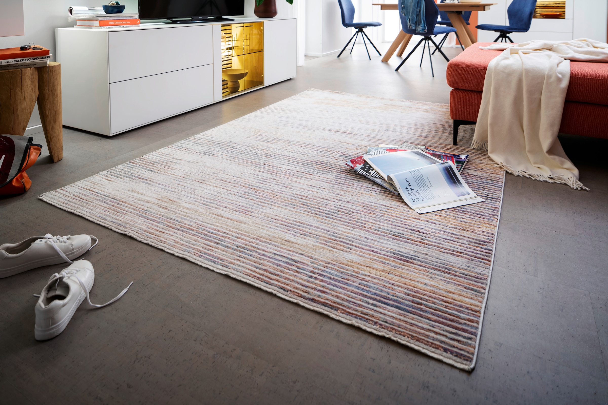 SCHÖNER WOHNEN-Kollektion Teppich »Charme 241«, rechteckig, 6 mm Höhe, leichter Kurzflor, Fransen, Wohnzimmer, Schöner Wohnen Kollektion