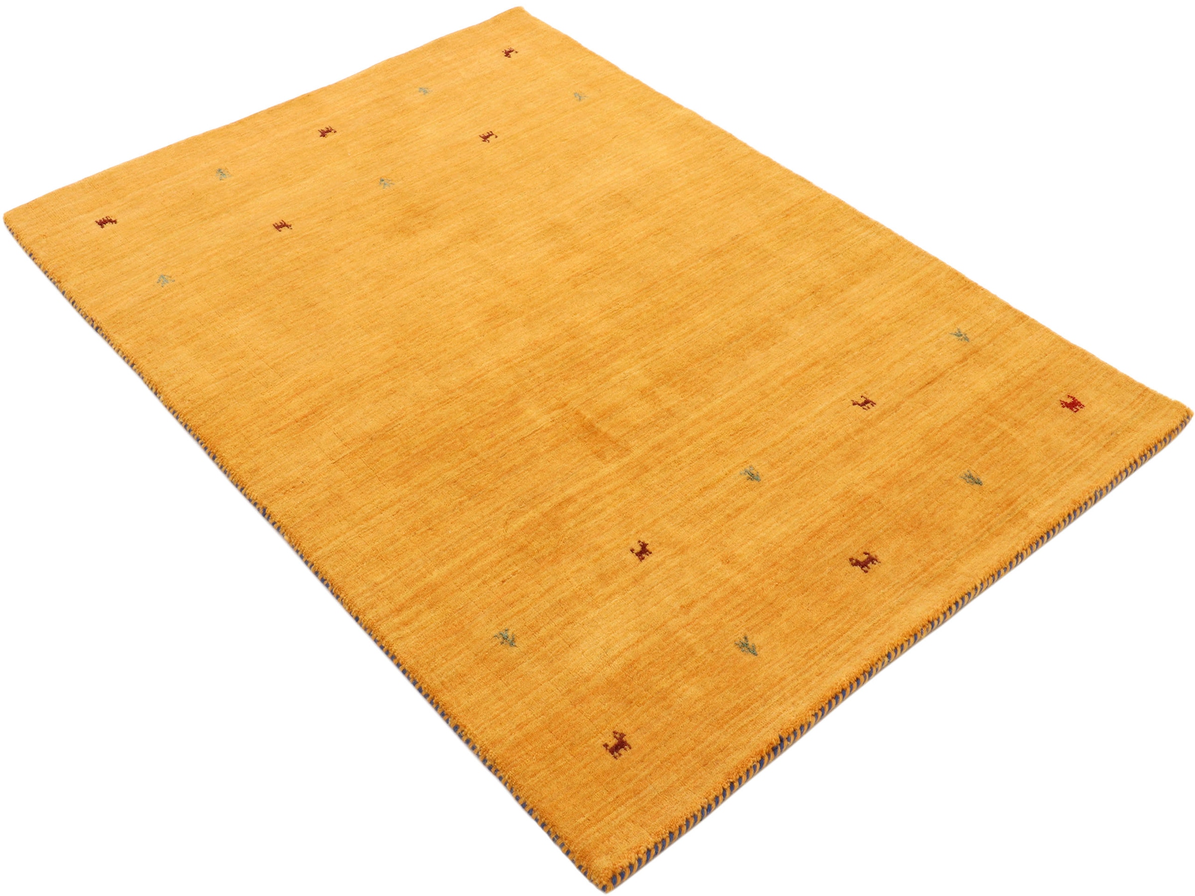 carpetfine Wollteppich »Gabbeh Uni, auch als Läufer und Rund erhältlich«, rechteckig, 15 mm Höhe, reine Wolle, handgewebt, Gabbeh Loom Tiermotiv, grosse Farbauswahl