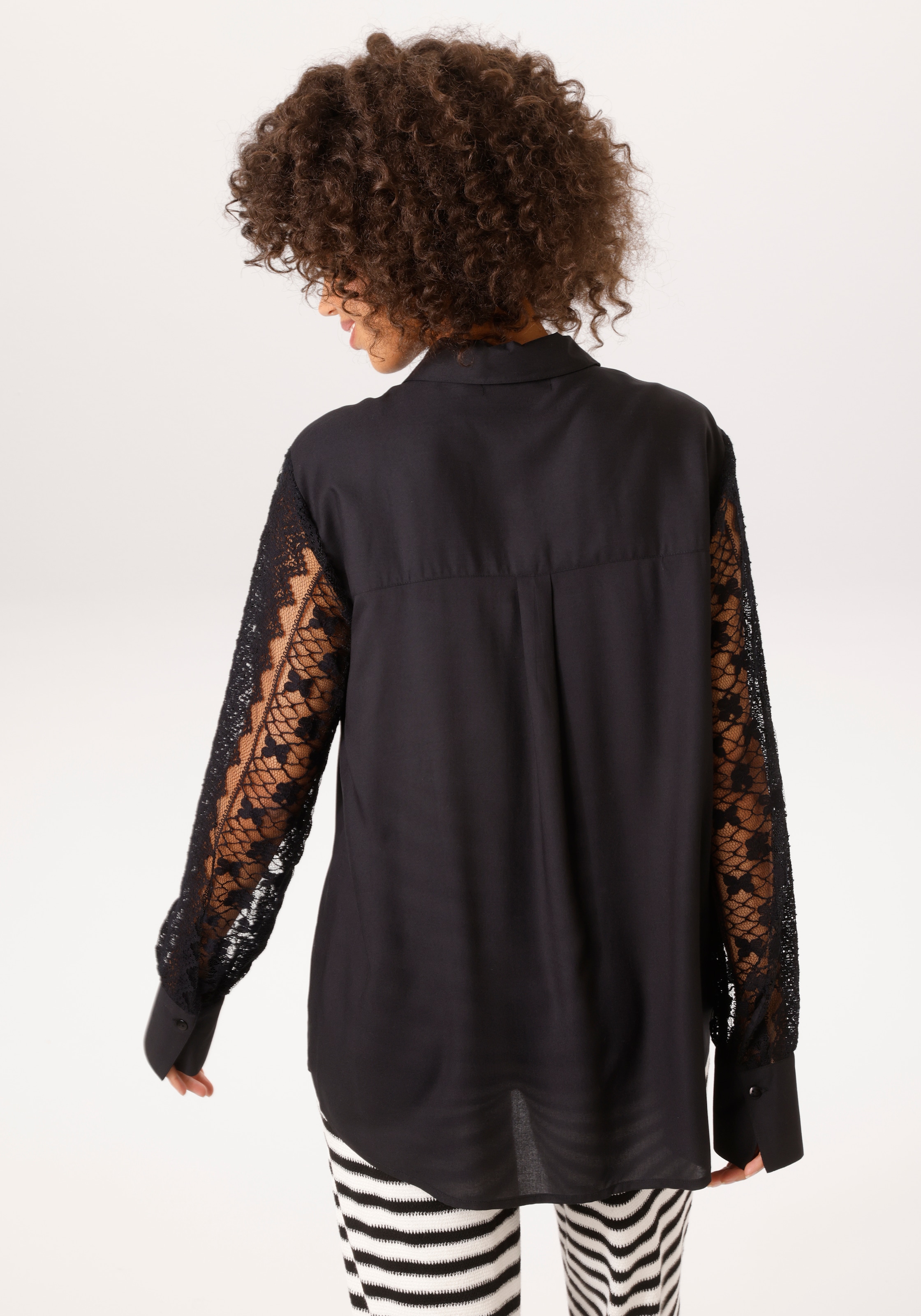 Aniston CASUAL Hemdbluse mit langen Ärmeln aus aufwändiger Spitze - NEUE KOLLEKTION