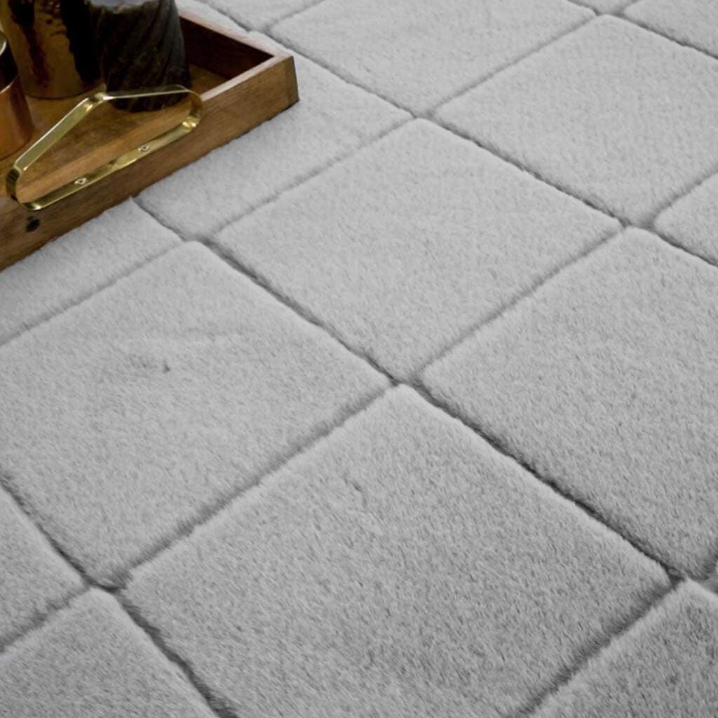 Carpet City Hochflor-Teppich »Moment«, rechteckig, 31 mm Höhe, besonders weich, Kaninchen Fell Haptik, 3D-Effekt, Rauten, Wohnzimmer