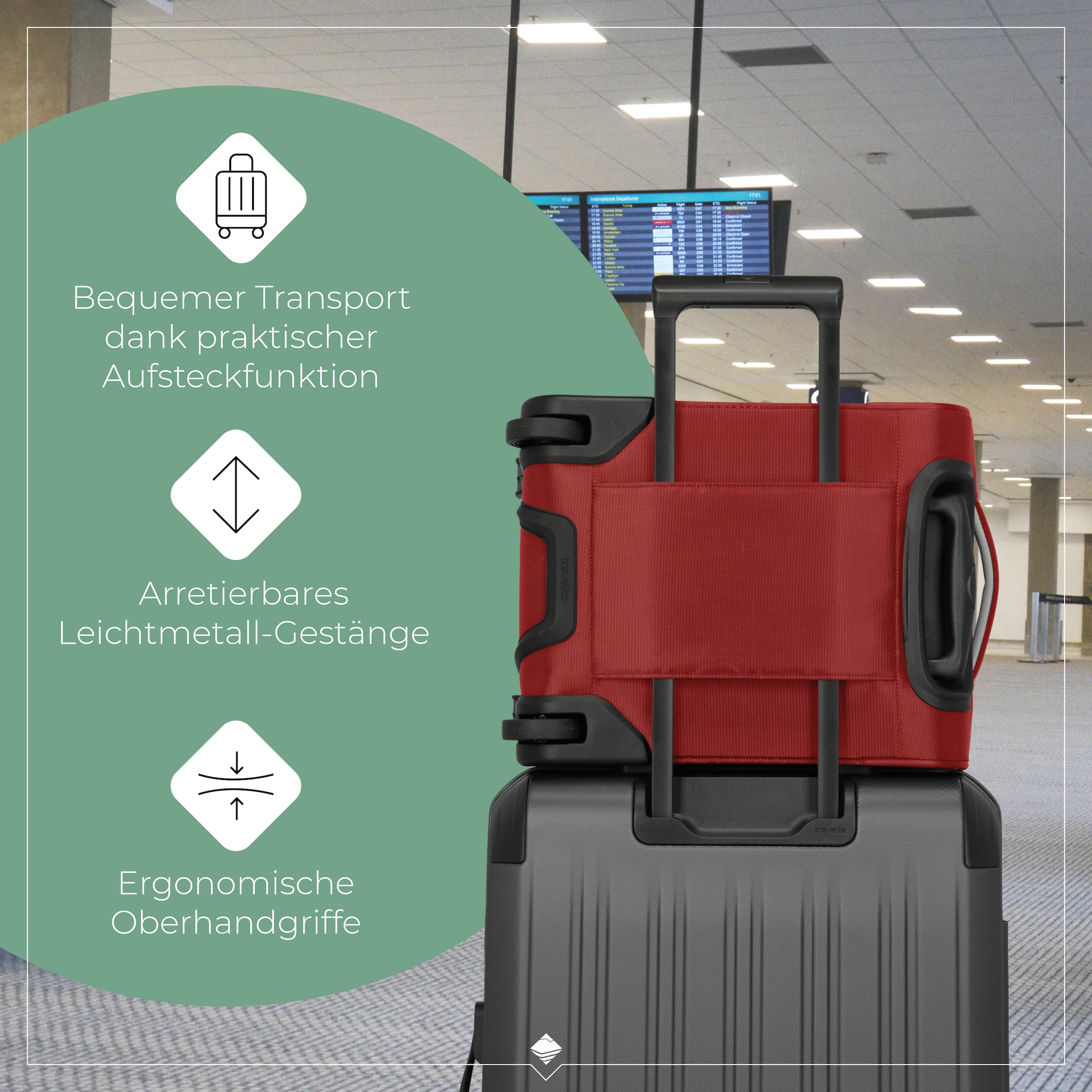 travelite Trolley pour bagages à main »JETPACK Easy 2 Cabin Handgepäck Koffer« 21 litre 4 Rollen bagages souples, adaptés à de nombreuses compagnies aériennes