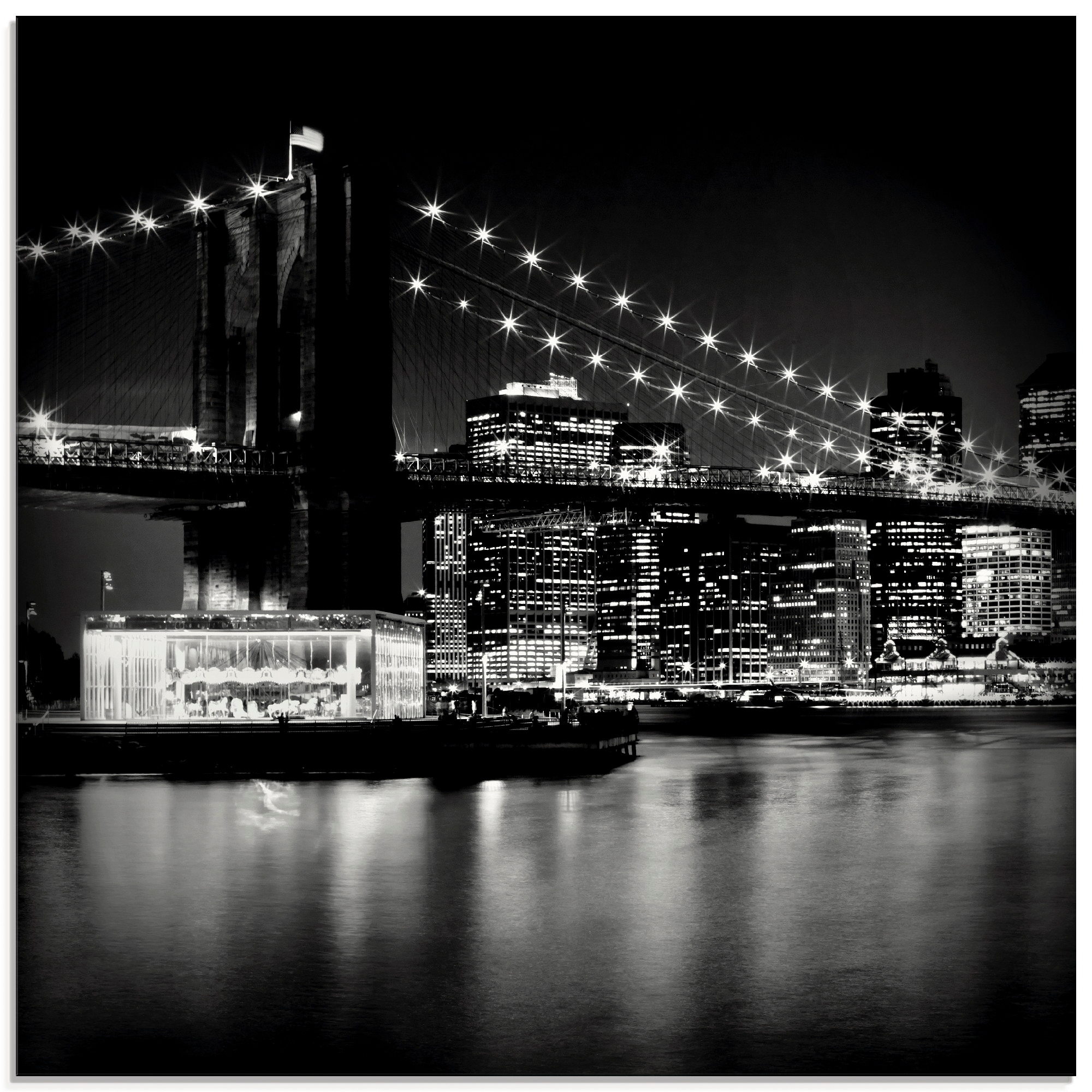 Image of Artland Glasbild »NYC Brooklyn Bridge bei Nacht«, Amerika, (1 St.) bei Ackermann Versand Schweiz