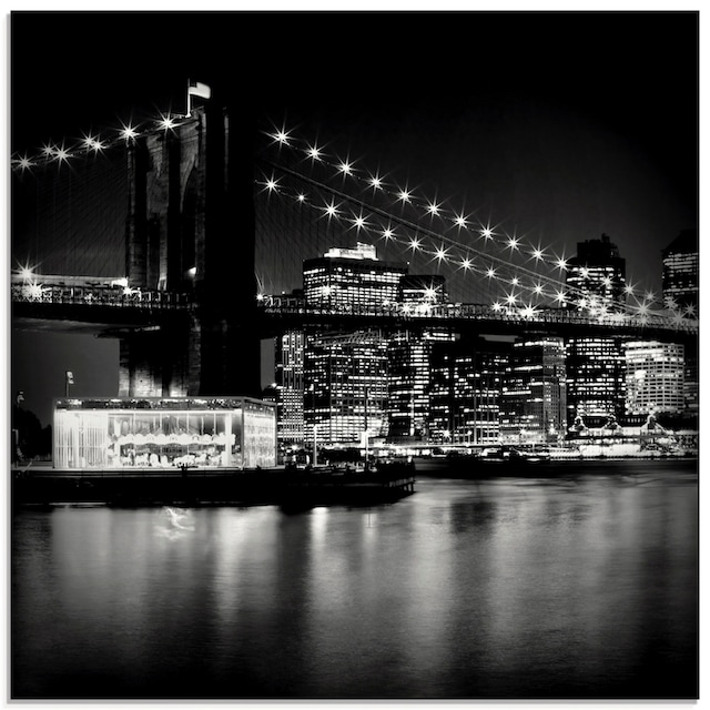Artland Glasbild »NYC Brooklyn Bridge bei Nacht«, Amerika, (1 St.), in  verschiedenen Grössen acheter confortablement