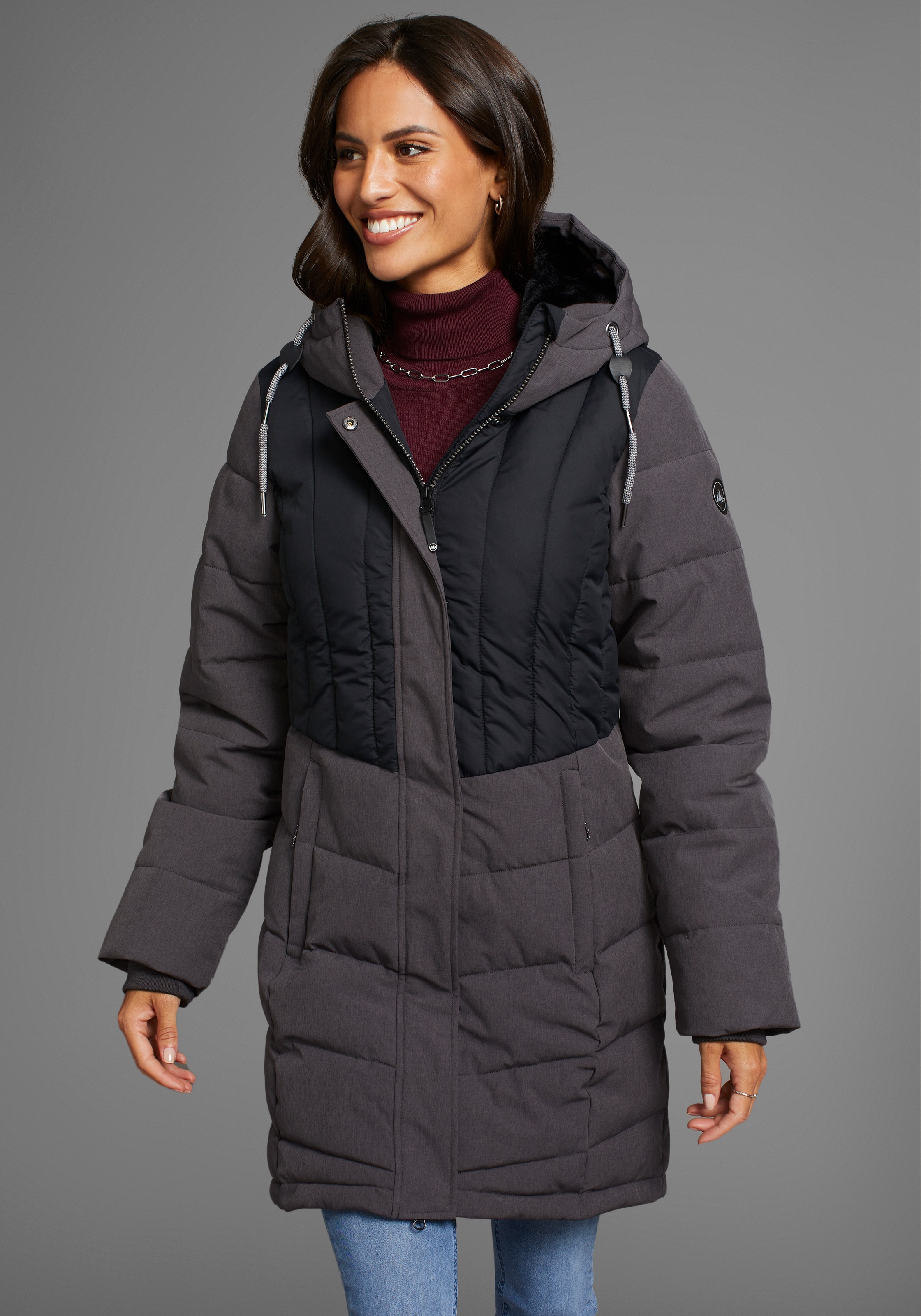 Image of Polarino Winterjacke mit Kapuze gesteppter Winterparka mit gefütterter Kapuze