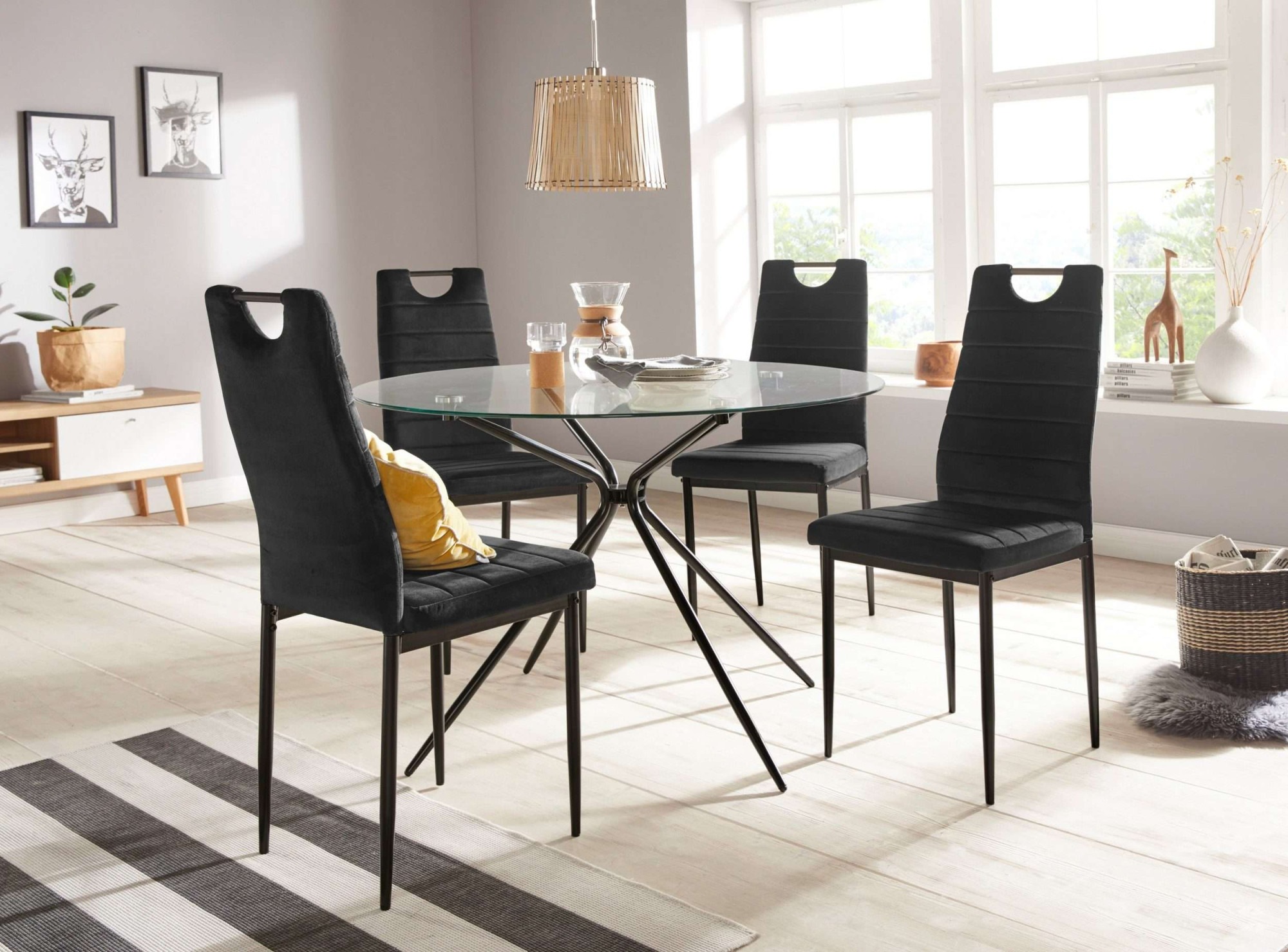 Image of GOODproduct Essgruppe "Silvi-Mandy" Set 110 cm, Set: Glastisch 110x110 cm mit 4 Stühlen