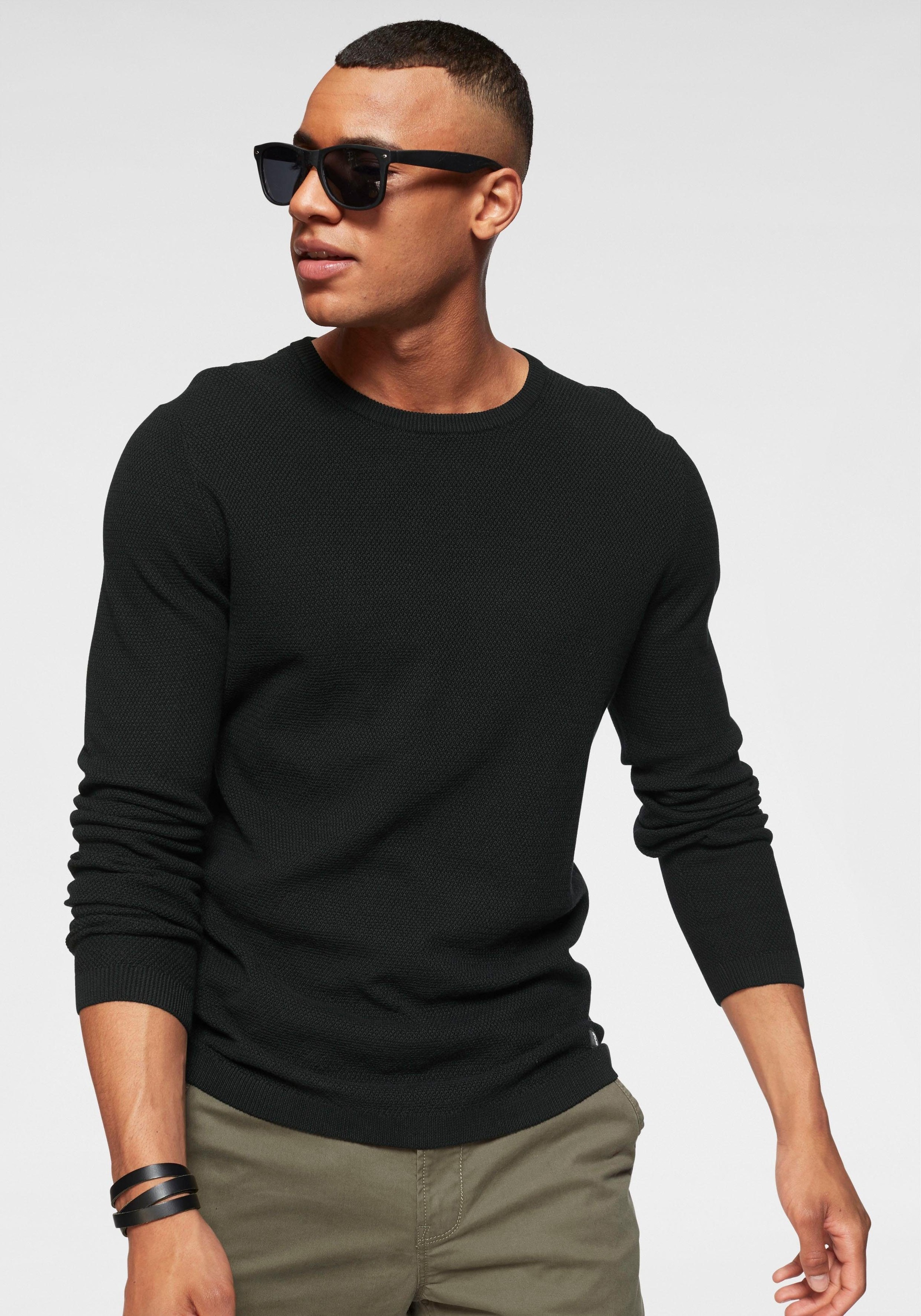 Image of TOM TAILOR Denim Rundhalspullover, mit Markenbadge bei Ackermann Versand Schweiz