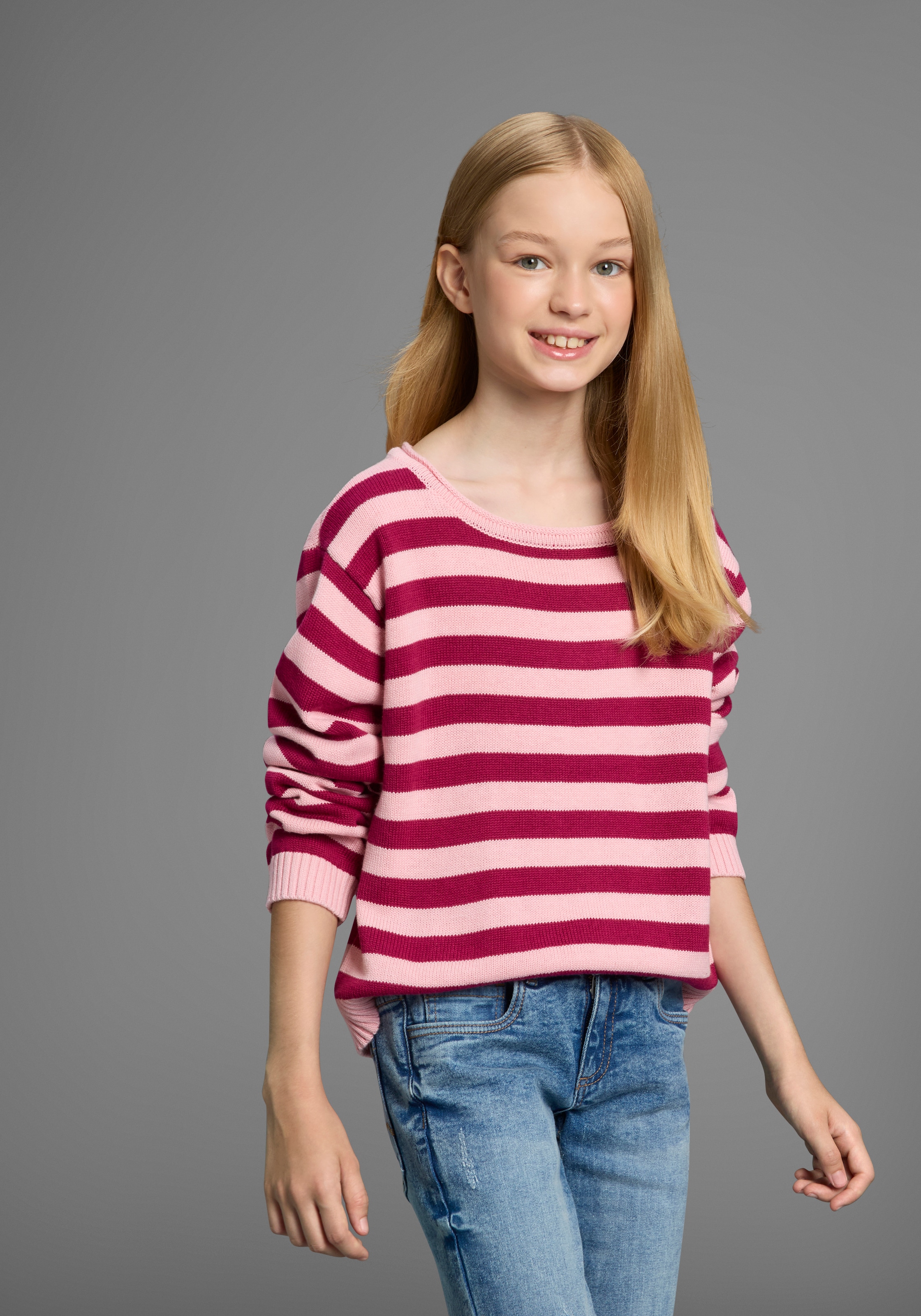 Image of KIDSWORLD Strickpullover "Ringelpullover" Ringelpullover mit Rollsaum