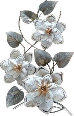 Image of Myflair Möbel & Accessoires Wandbild »Wandbild Blumen, silberfarben/weiss«, Wanddeko, aus Metall, Blumen silberfarben/weiss, dekorativ im Wohnzimmer & Schlafzimmer bei Ackermann Versand Schweiz