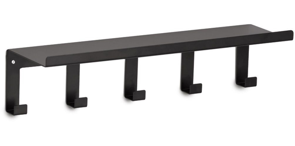 Zeller Present Wandregal »mit Haken, Metall, schwarz« geeignet für Schlüssel, Handtücher, Taschen