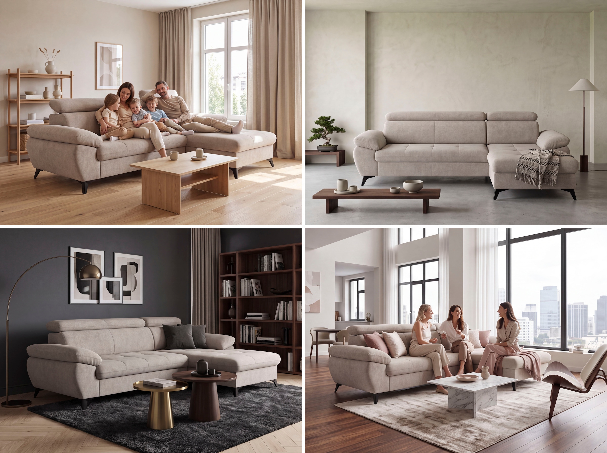 COTTA Canapé d'angle »Hudson L-Form, mit Kopfteilverstellung, opt. Schlaffunktion & Stauraum« optionnel avec fonction couchage et coffre XL, surface couchage 190x119cm
