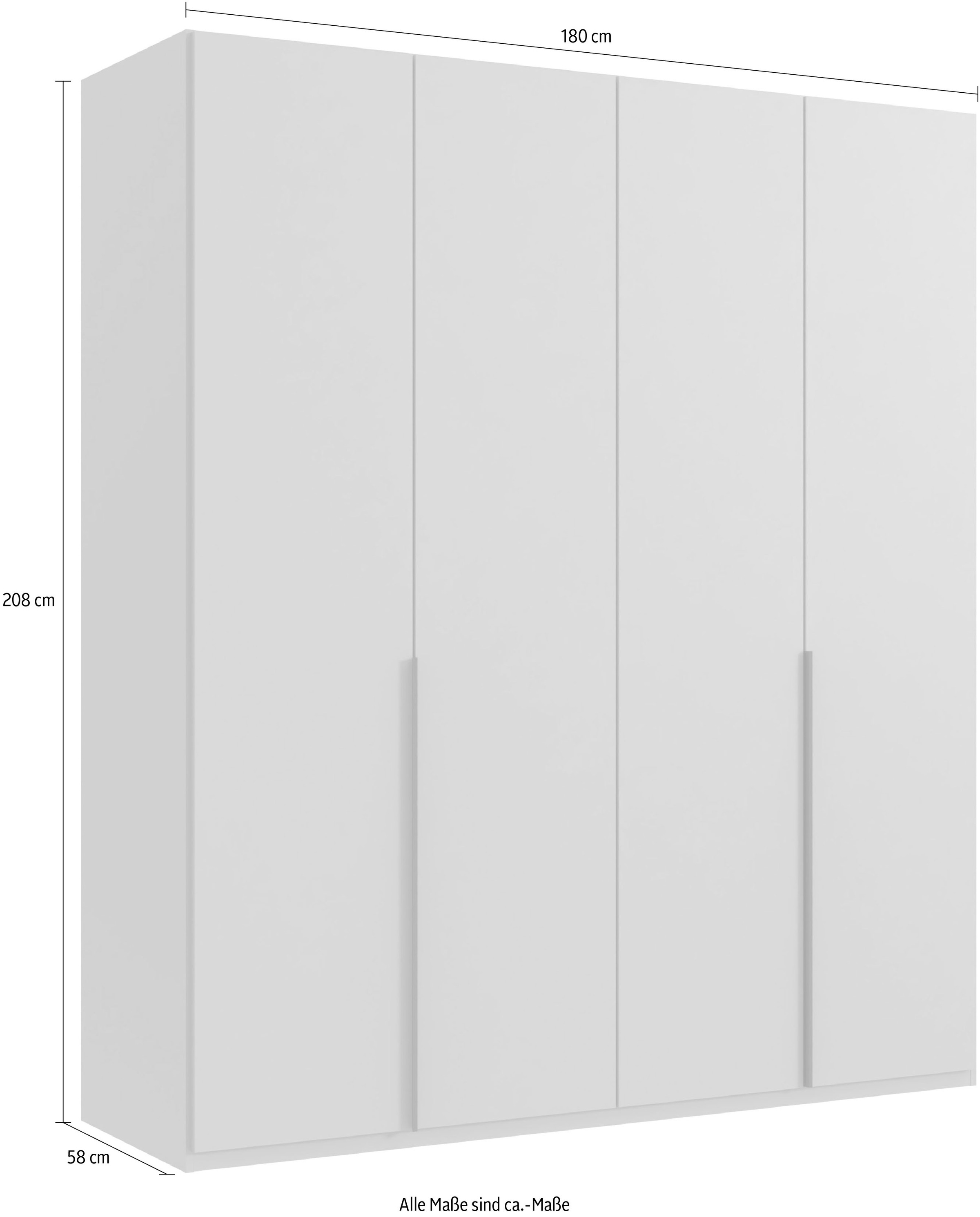 Wimex Kleiderschrank »Mugano,in 8 Breiten,3 Höhen,2 Tiefen, viele Farben, Made in Germany«, (in Basic oder Premium Ausstattung mit 2 weiteren Einlegeböden), mit langen oder kurzen Griffen aus Metall, mit oder ohne Spiegel