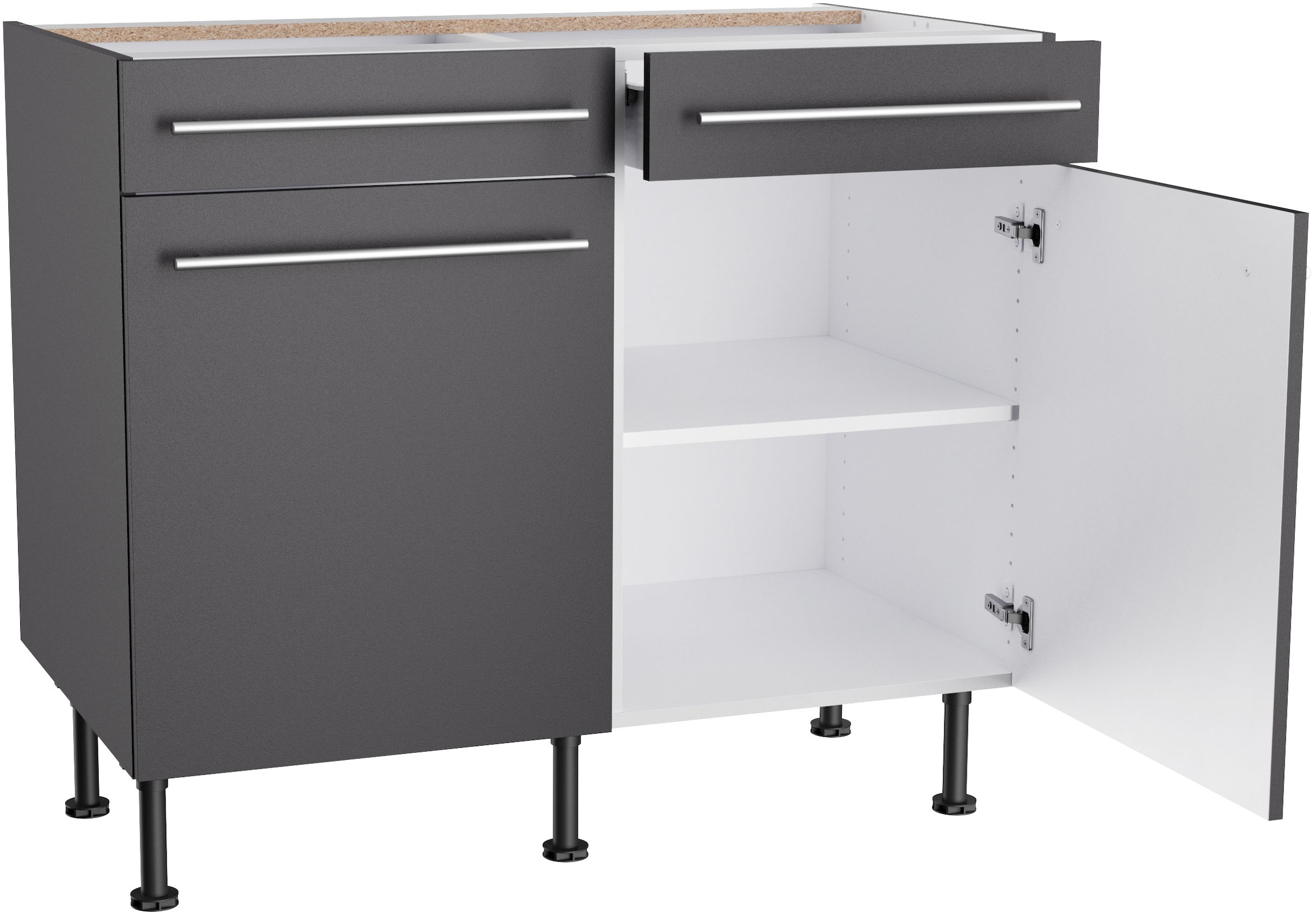 KOCHSTATION Unterschrank »KS-Bern2«, Breite 100 cm, 2 Türen, 2 Schubkästen, 1 Einlegeboden
