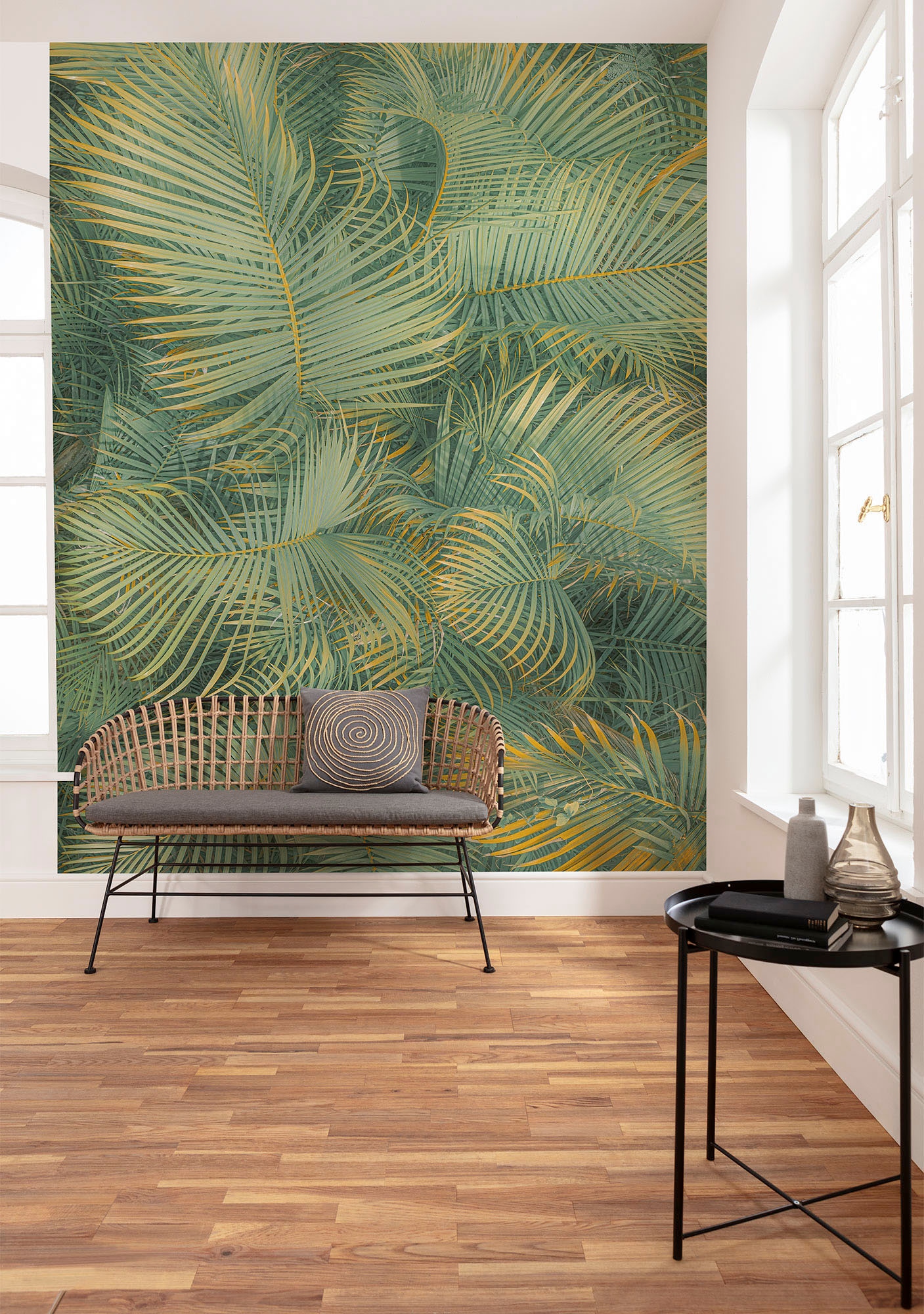 Image of Komar Fototapete "Digitaldruck Vlies - Neon Fern - Grösse 200 x 250 cm" bedruckt glatt Wohnzimmer, Schlafzimmer