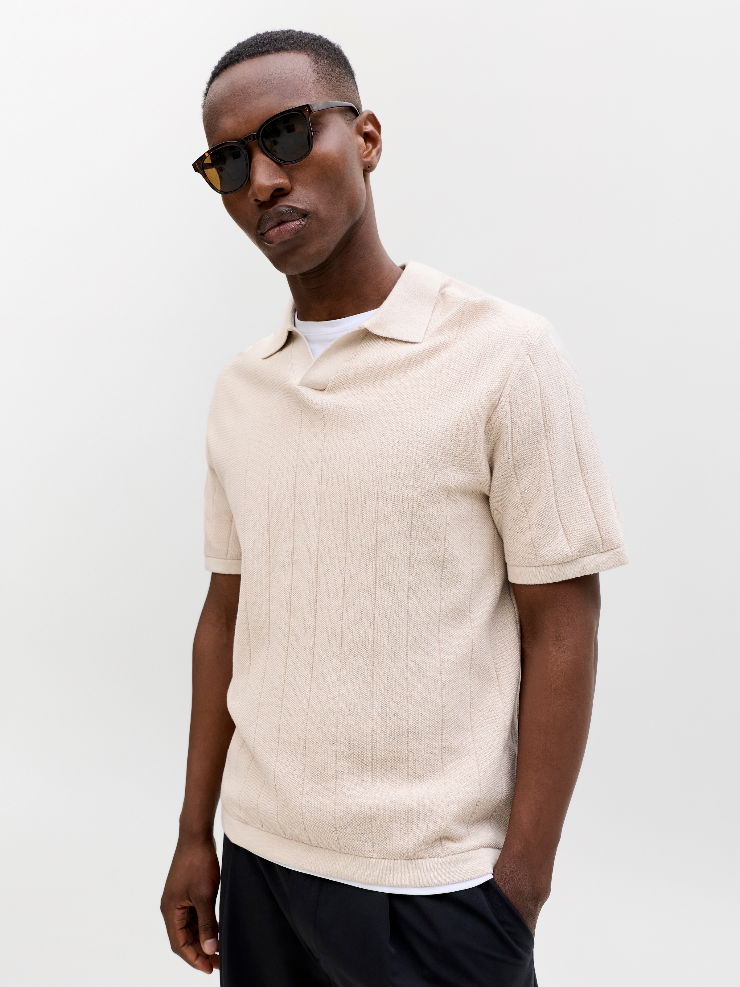 Jack & Jones Pull à col polo »JJEBRADLEY KNIT SPLIT NECK SS SN« Coton