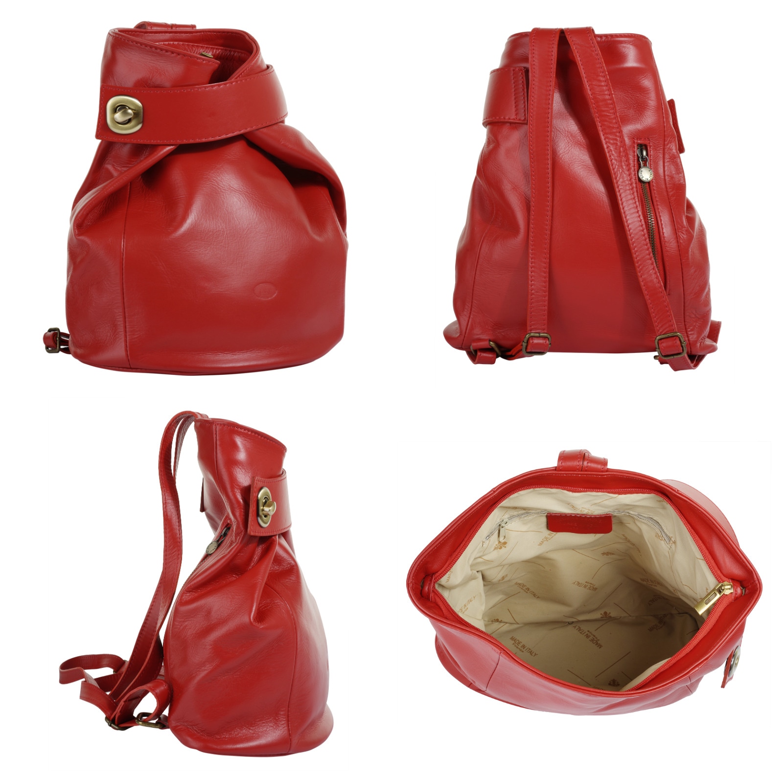 Piké Cityrucksack echt Leder, Made in Italy