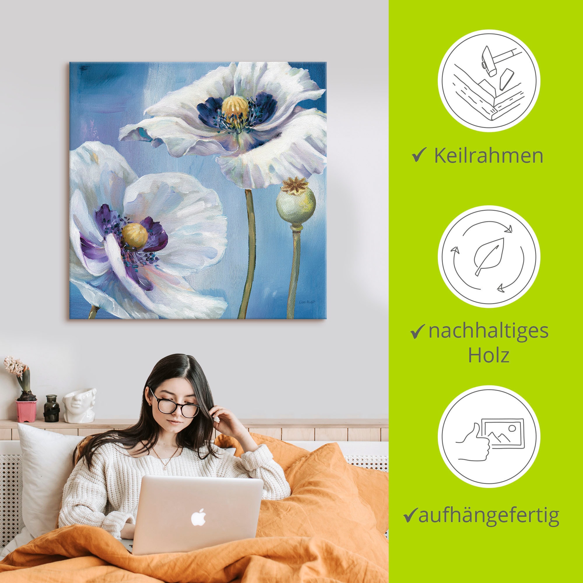 Artland Wandbild »Blauer Tanz II«, Blumen, (1 St.), als Leinwandbild, Poster in verschied. Grössen