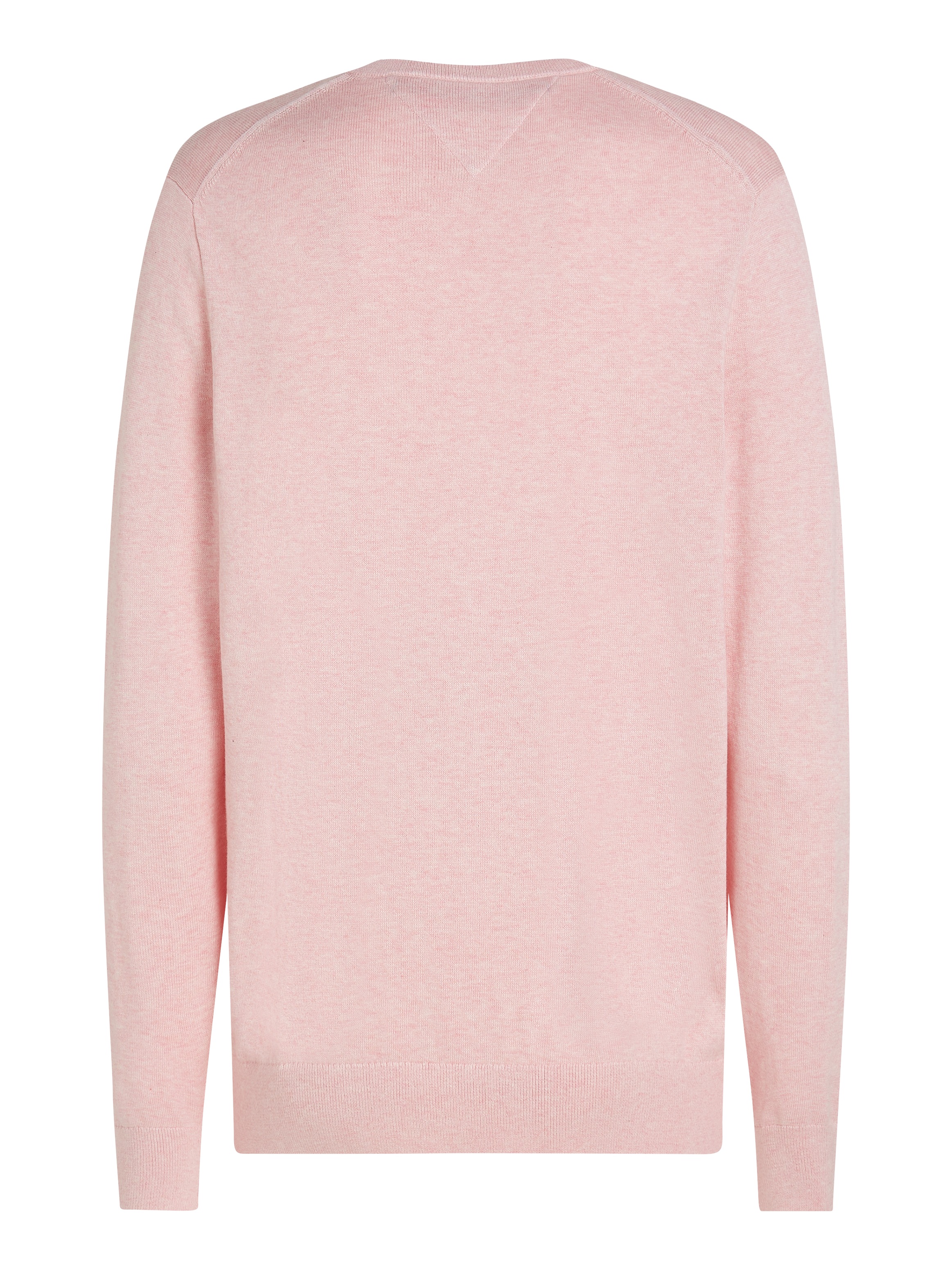 Tommy Hilfiger Strickpullover »ESSENTIAL COTTON V NECK mit V-Ausschnitt und Stickerei«, unifarben, casual, regular fit, Baumwolle, V-Ausschnitt