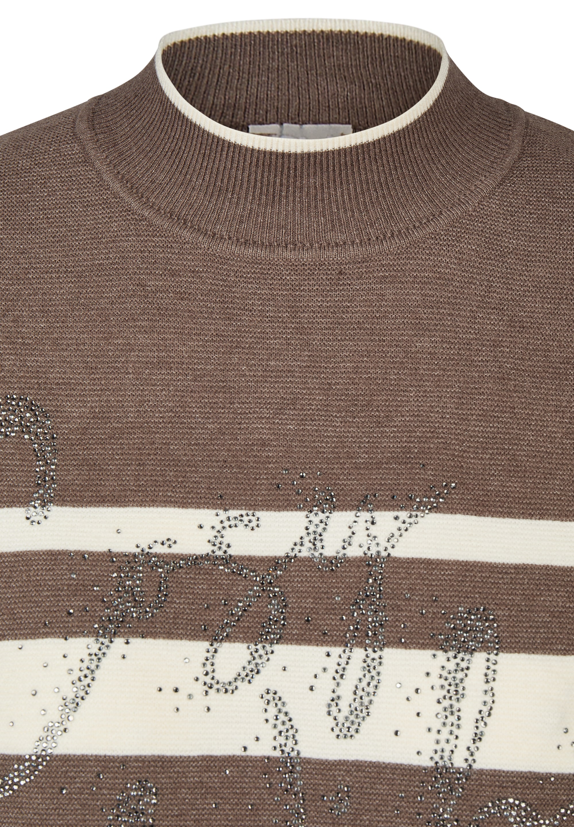 Rabe Strickpullover im Streifen-Design und mit Glitzer-Wording
