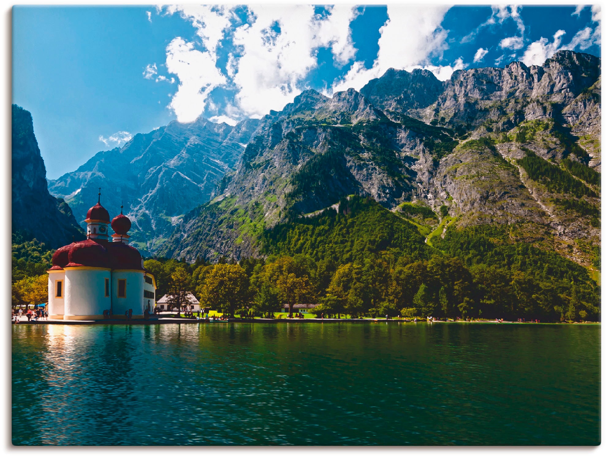 Image of Artland Leinwandbild "St. Bartholomä (Königssee) I" Berge 1 Stk. tlg. auf Holzrahmen gespannt
