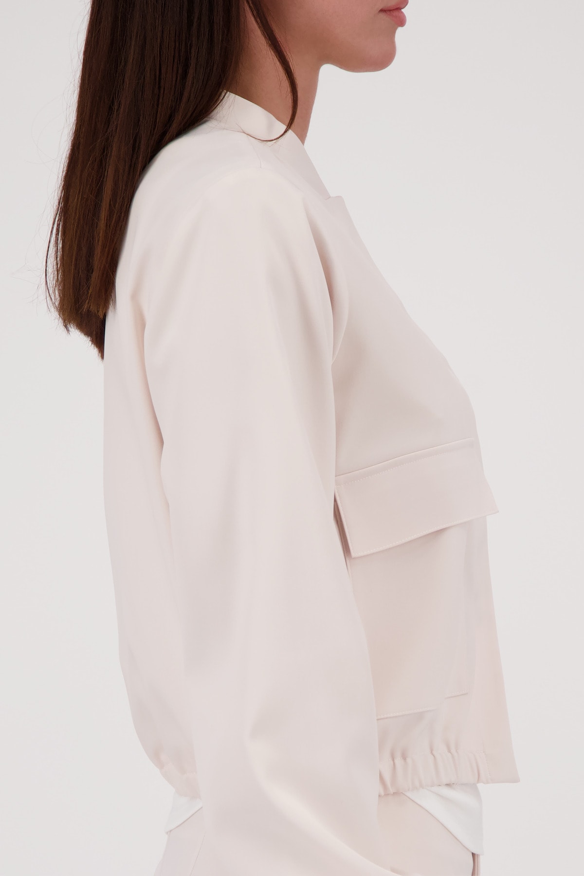 Monari Veste cargo »Jacke Satin Cargo« ohne Kapuze Regular fit mit Stehkragen