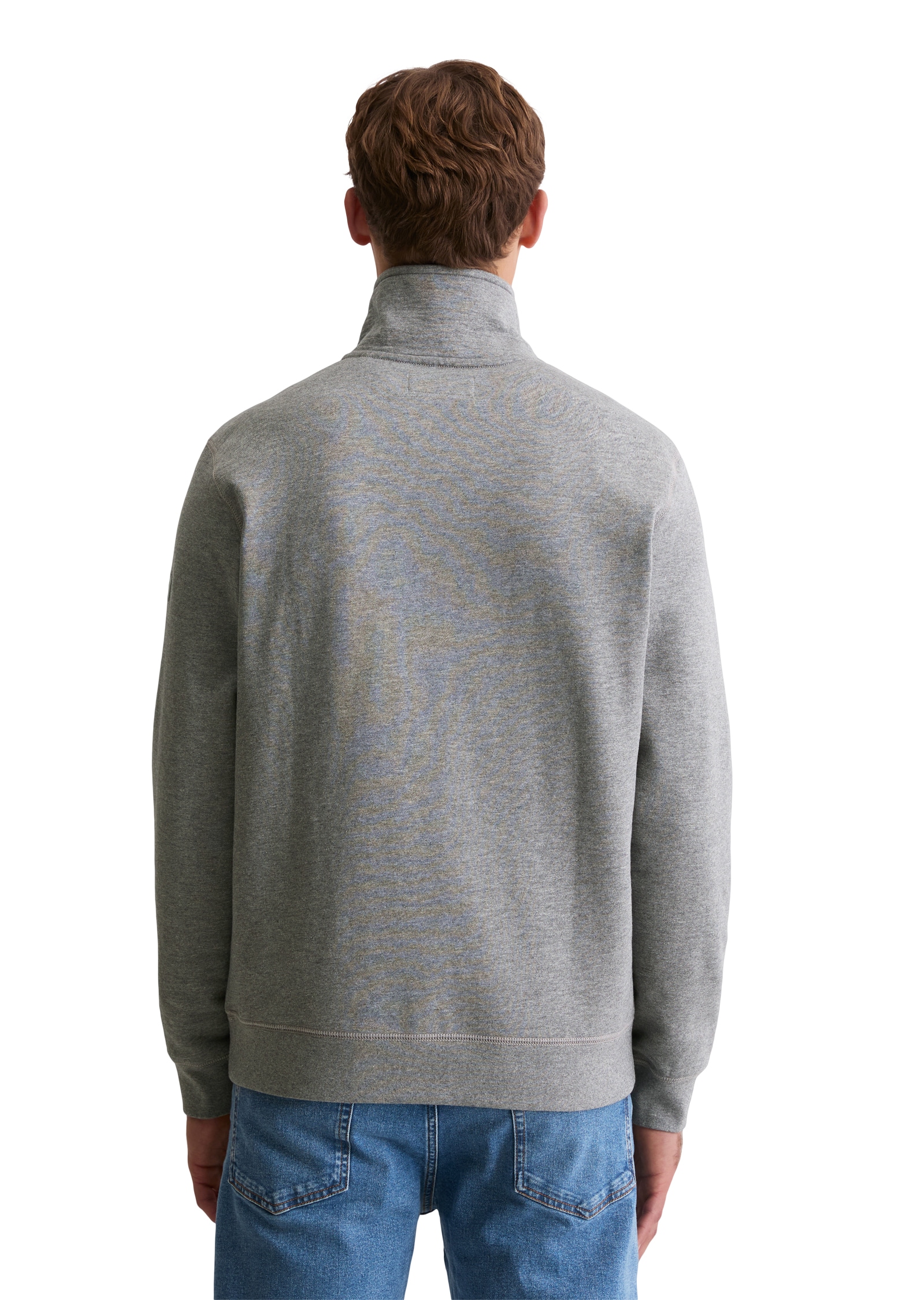 Marc O'Polo Sweatshirt »regular fit aus weicher Bio-Baumwolle«, Troyerkragen mit Reissverschluss
