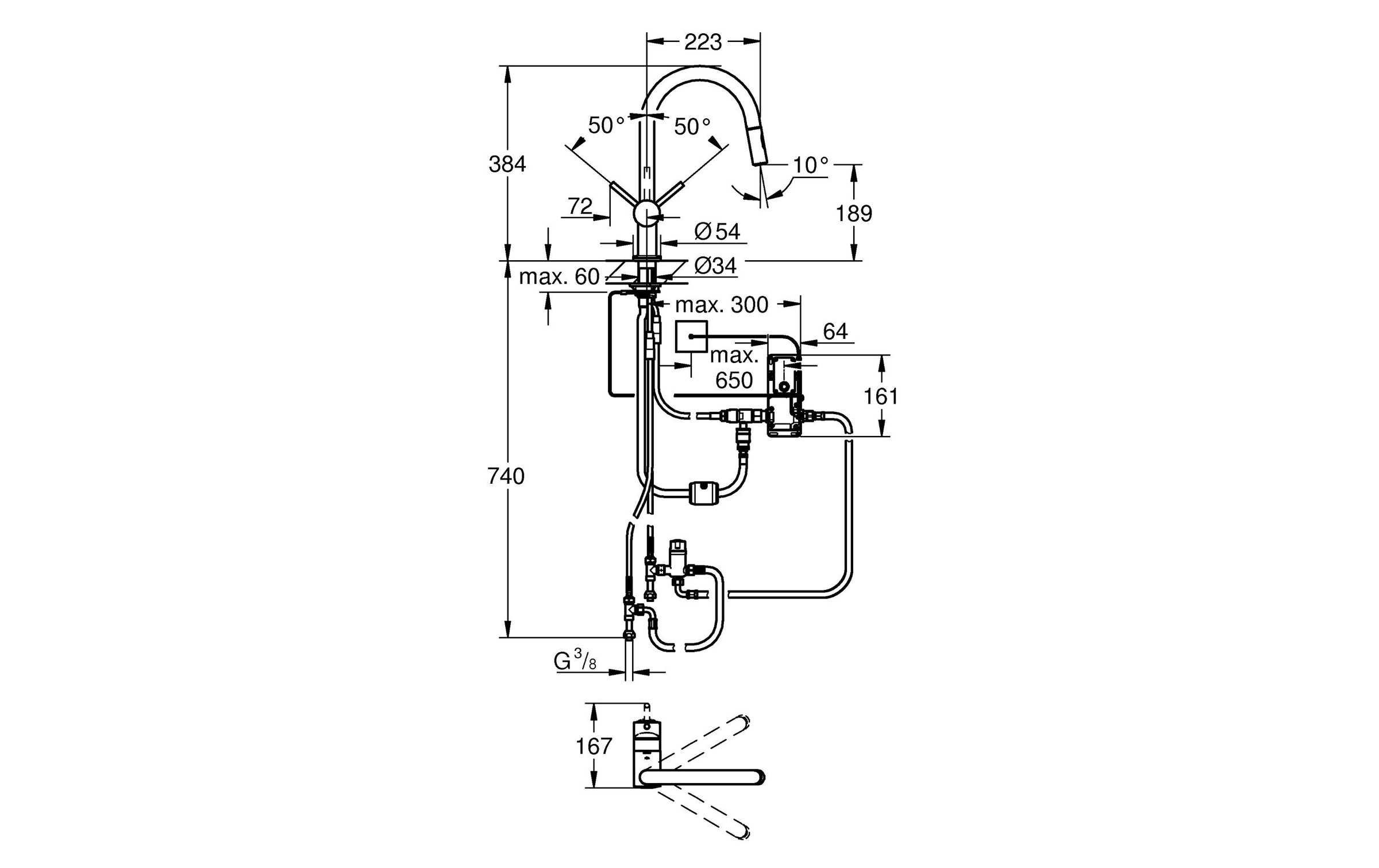 Grohe Küchenarmatur "Elektr.-EH-SPT-Batt. Minta Touch"