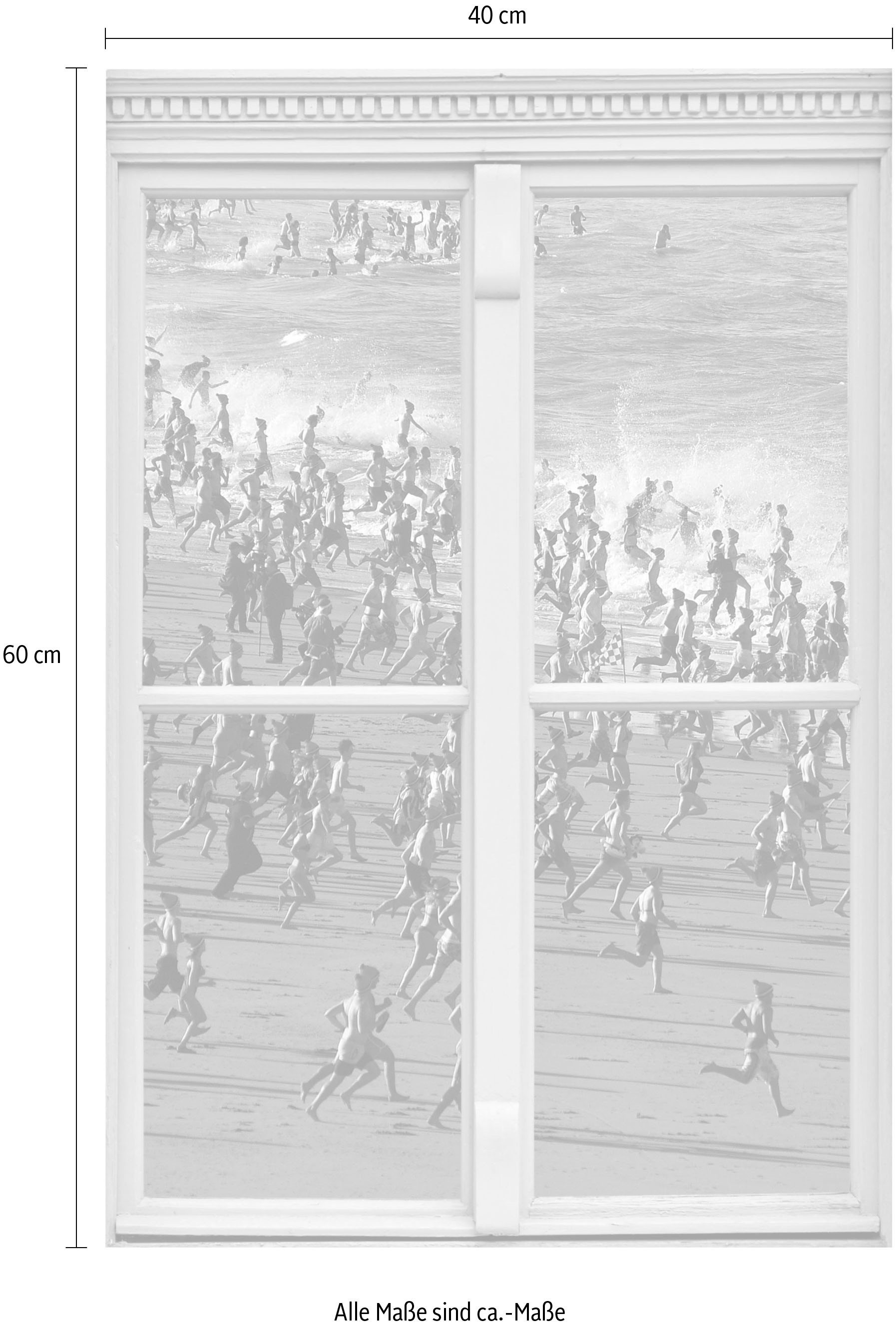queence Wandsticker »Menschen am Strand«, Wandsticker, Wandbild, selbstklebend, 3D, Fenster