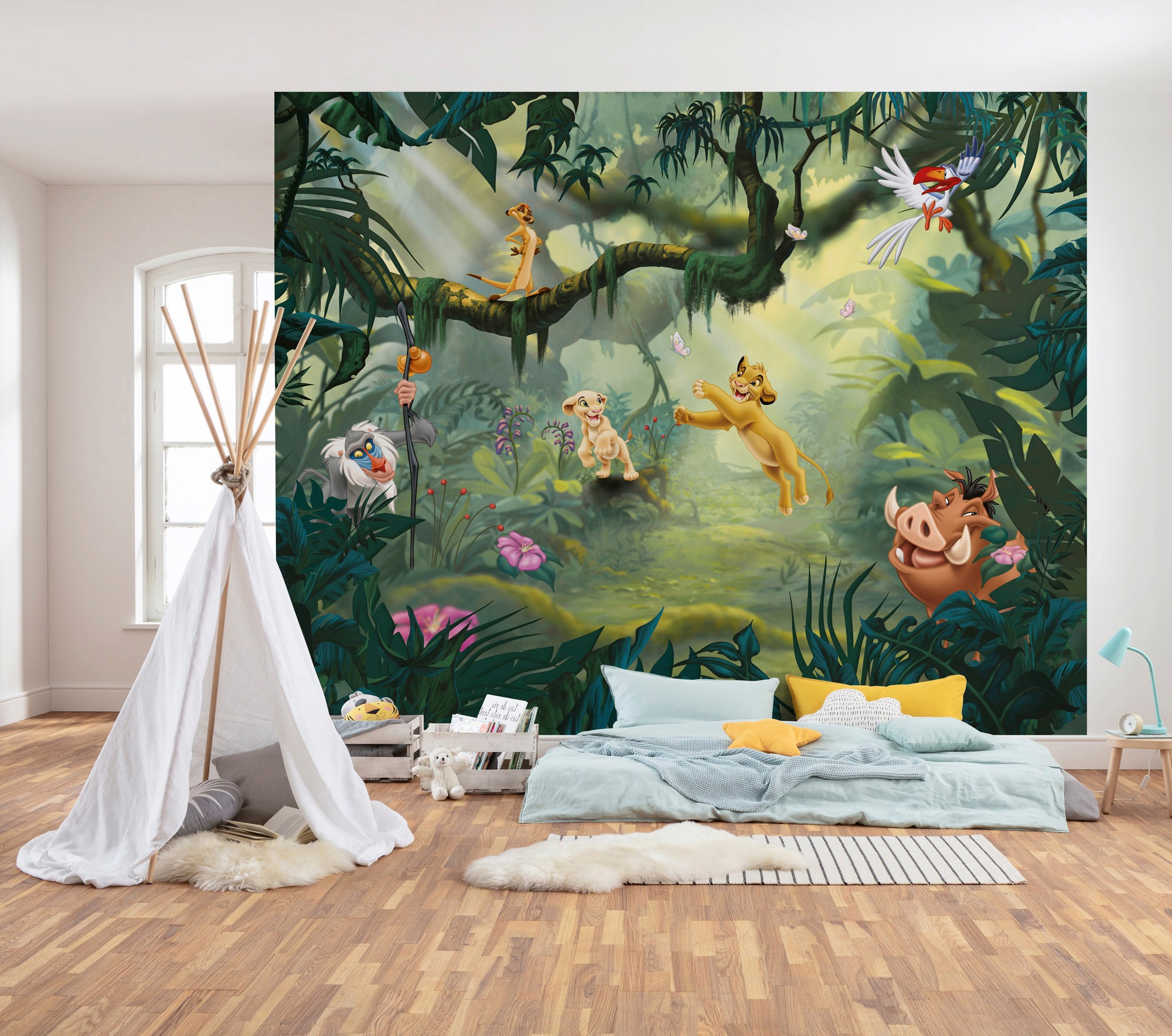 Komar Vliestapete "Digitaldruck Vlies - Lion King Hakuna Matata - Größe 350 x 280 cm" bedruckt glatt Kinderzimmer