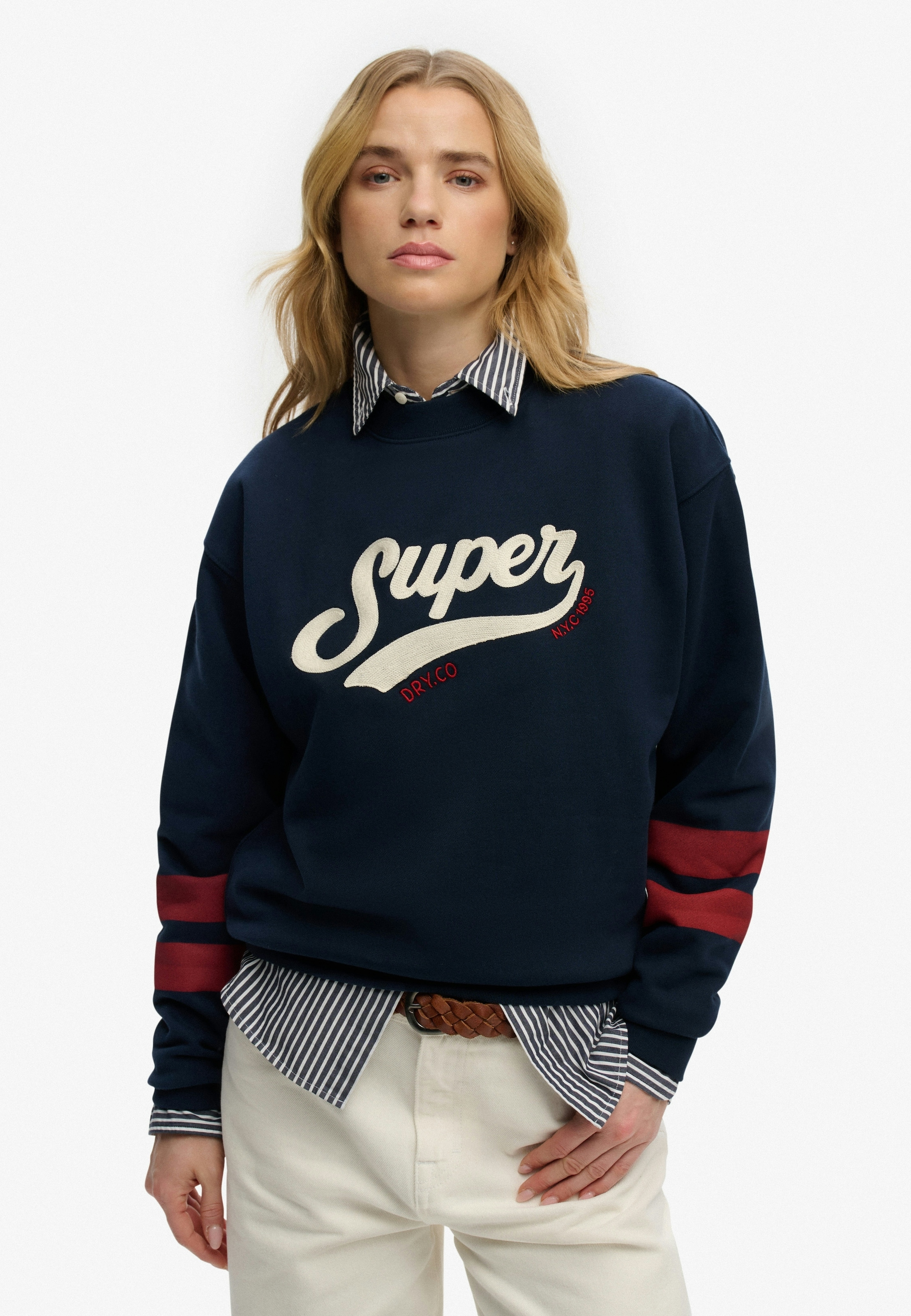 Image of Superdry Sweatshirt "VARSITY SCRIPT LOOSE CREW", aus Baumwolle, Relaxed Fit, mit Rundhalsausschnitt, pflegeleicht