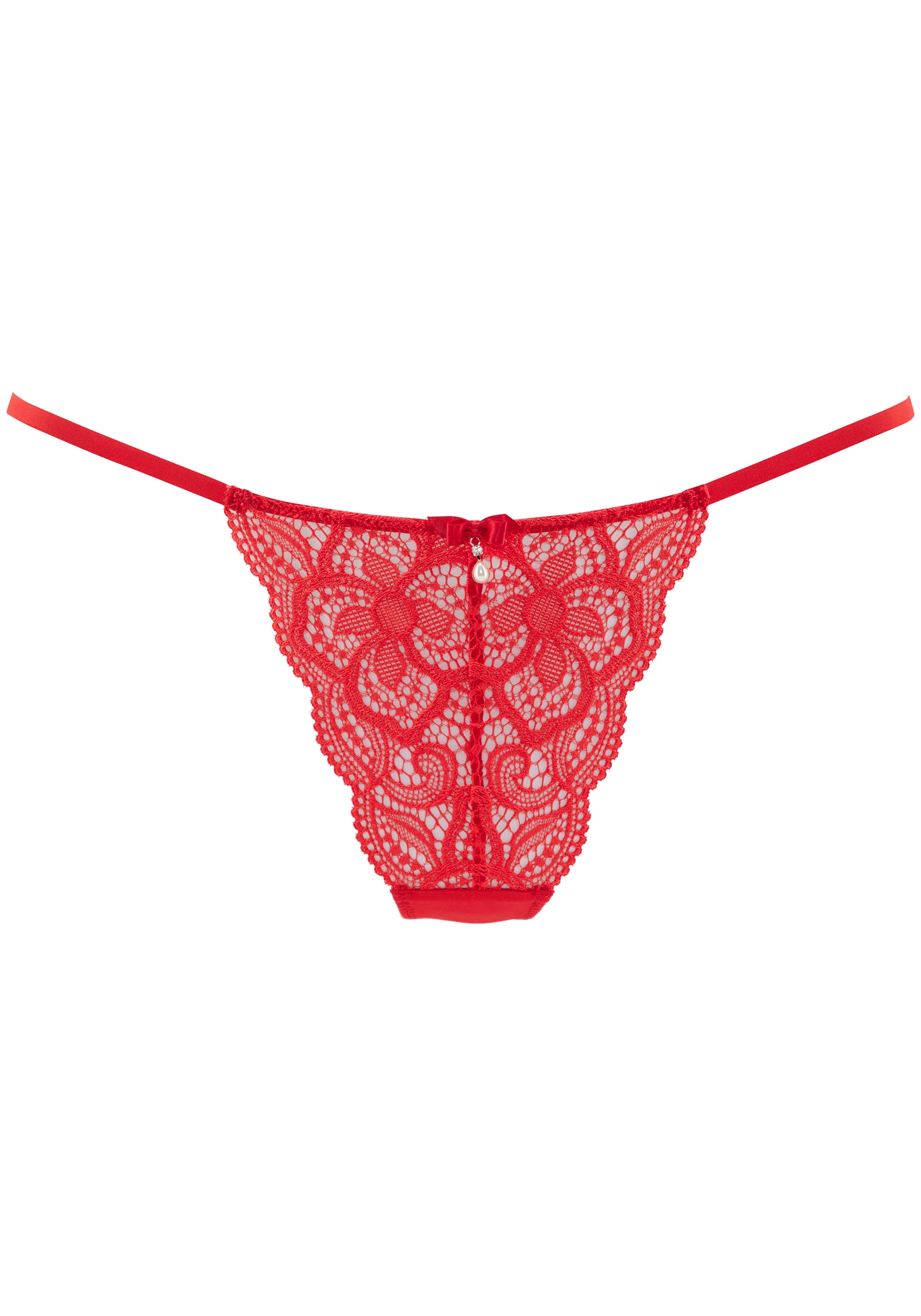 LASCANA String »Nikoletta« aus floraler Spitze mit Accessoire in Perlenoptik