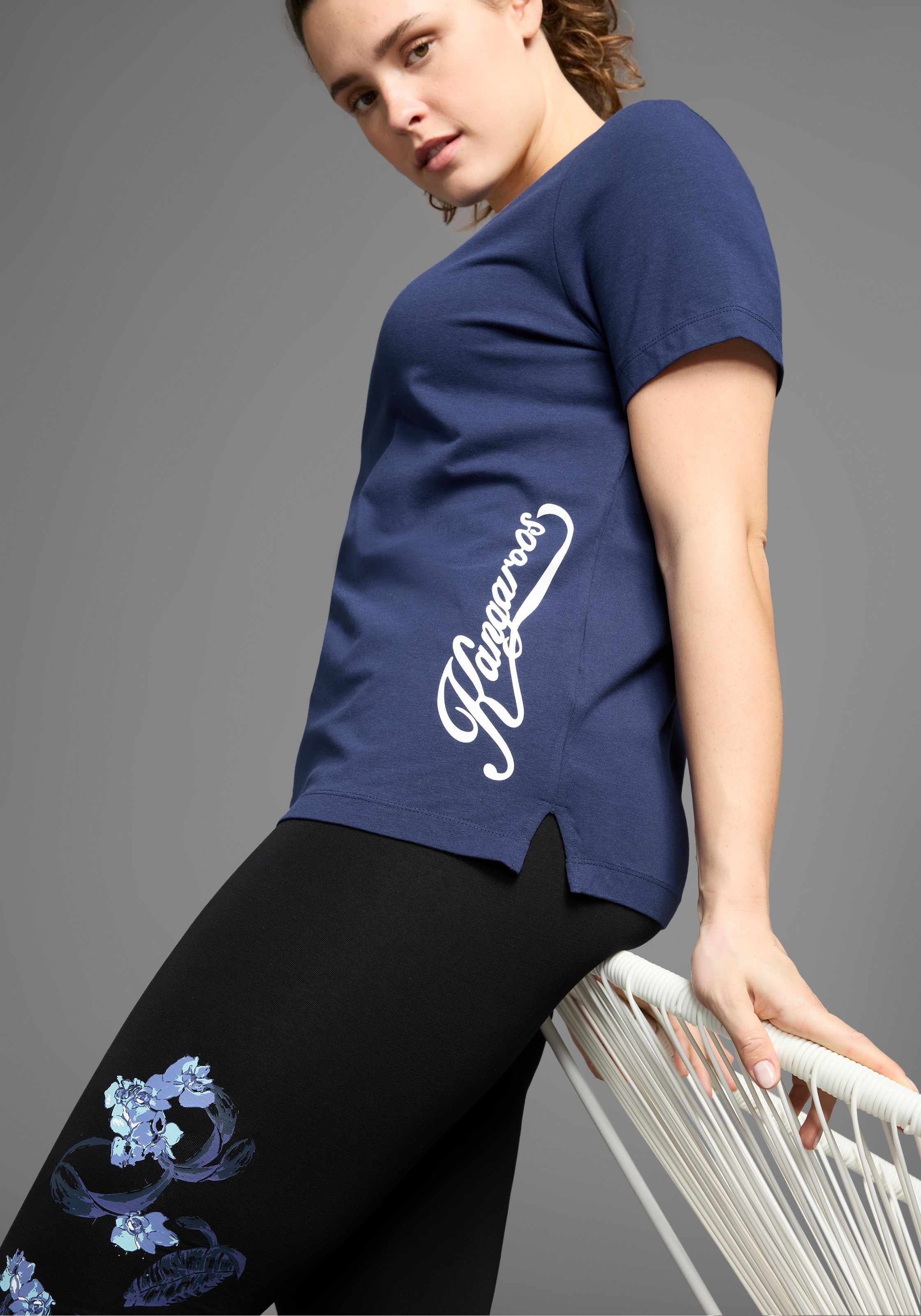Image of KangaROOS T-Shirt Kurzarm, casual, unifarben, grosse Grössen