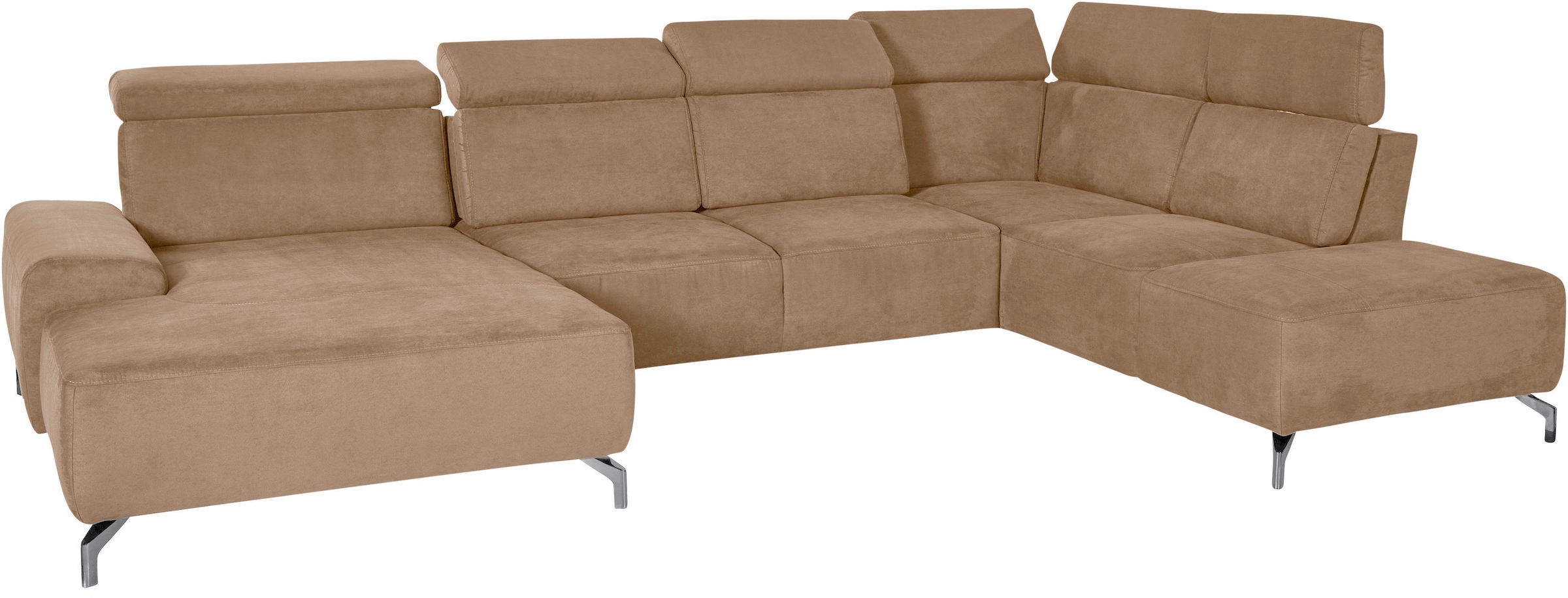 sit&more Wohnlandschaft »Gizeh U-Form«, 12 cm Fusshöhe, inklusive Sitztiefenverstellung und Kopfteilverstellung