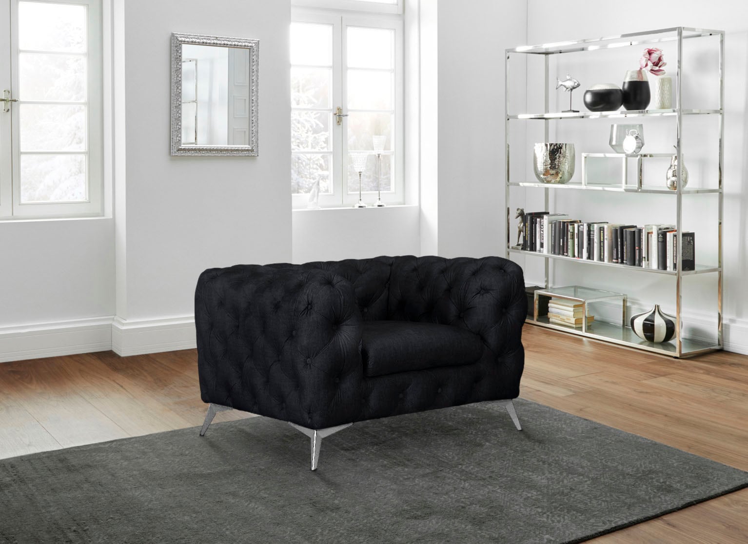 Leonique Chesterfield-Sessel »Glynis Sessel«, aufwändige Knopfheftung, moderne Chesterfield Optik, Fussfarbe wählbar