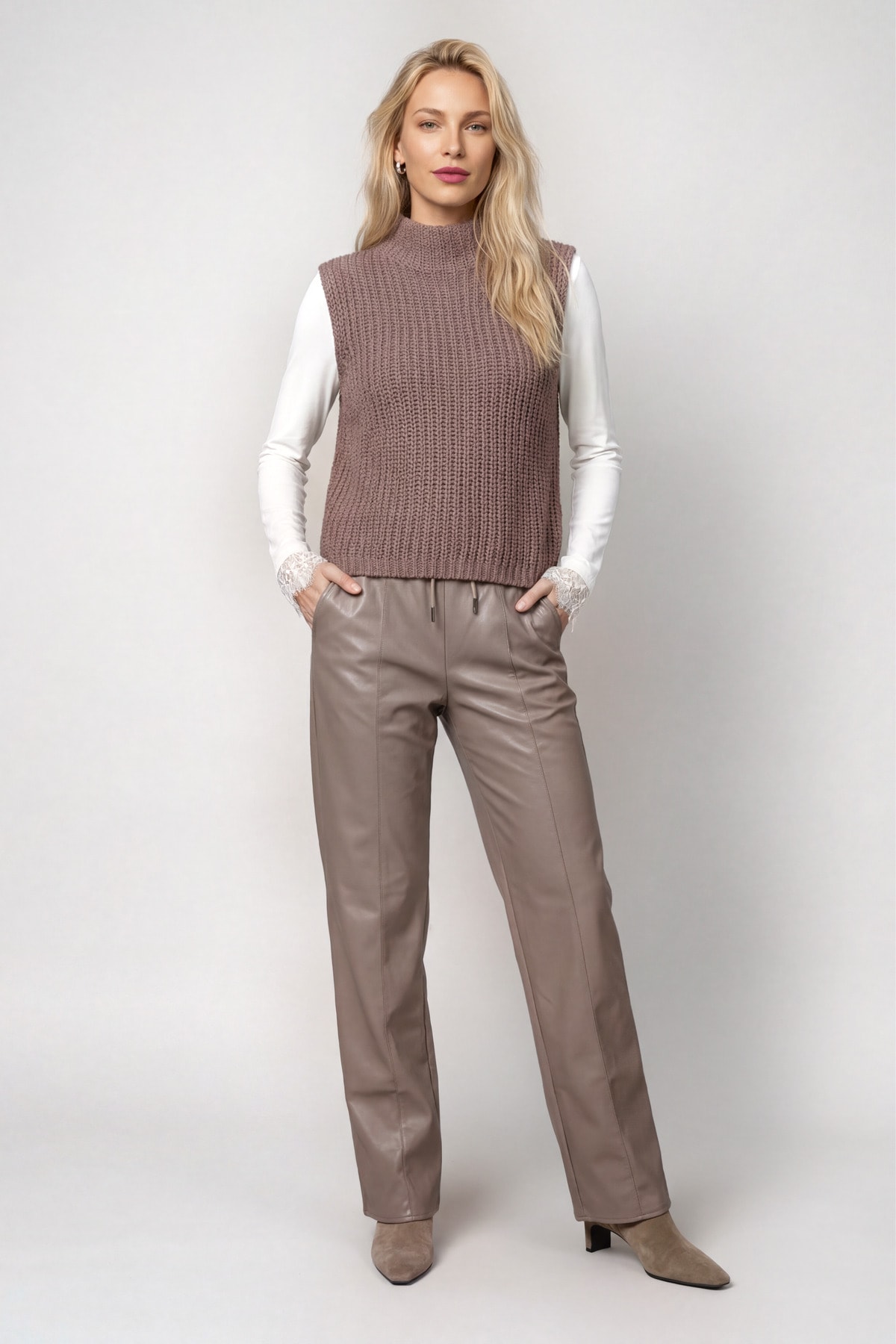 Monari Pull-over »Pullunder Basic Chenille« coupe régulière avec col montant