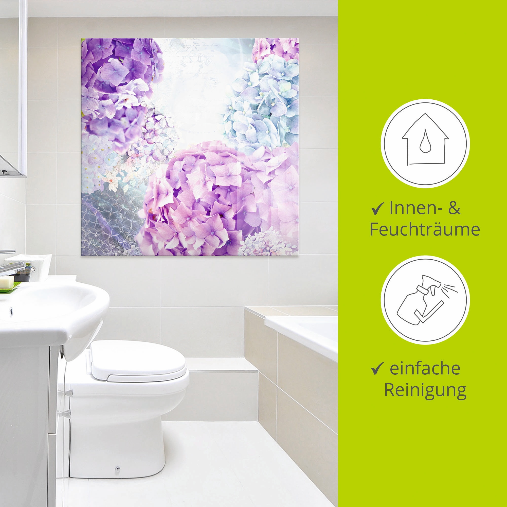 Artland Glasbild »Blau und Pink Hortensie« Blumen 1 Stk. tlg. in verschiedenen Grössen